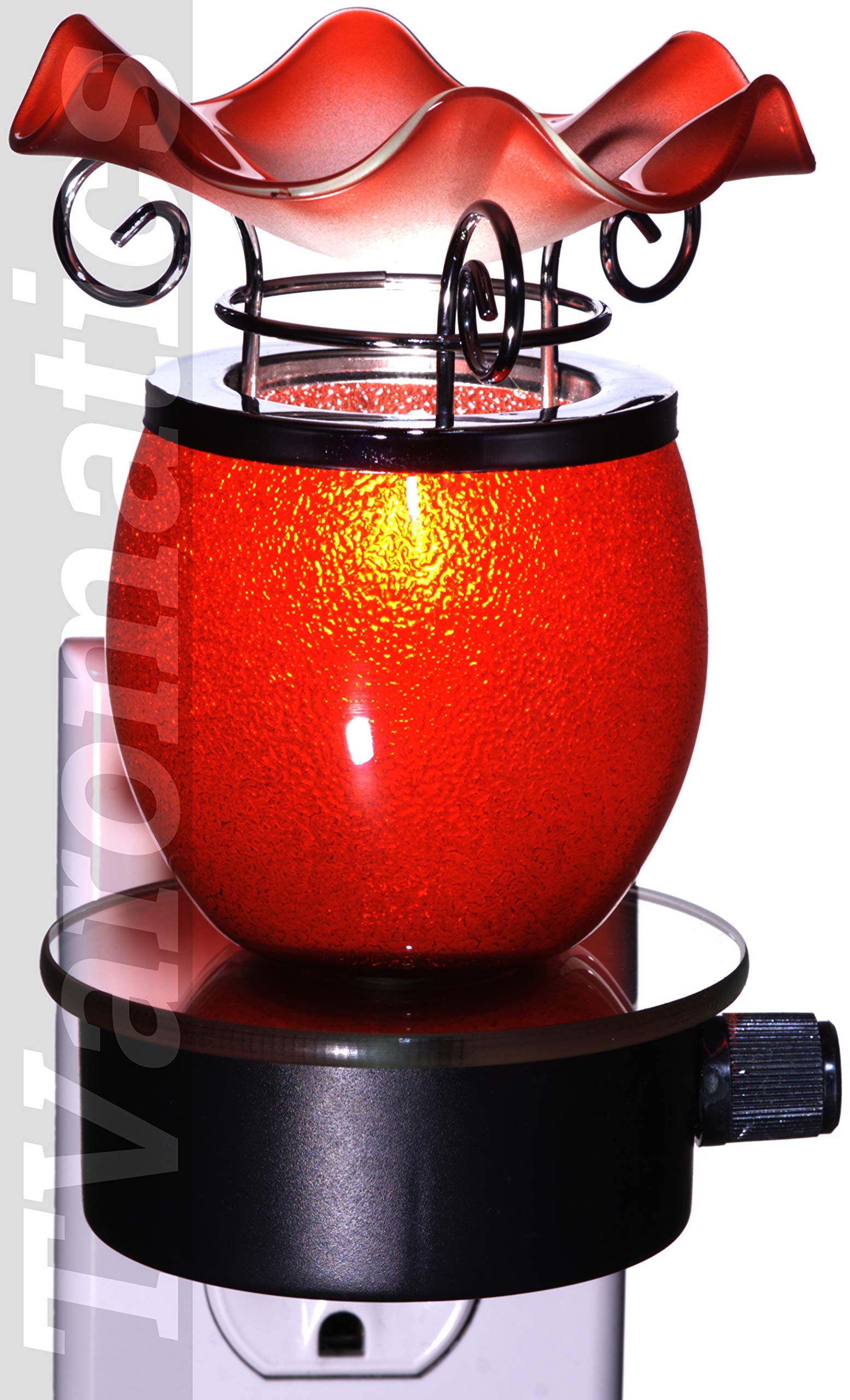 TVaromatics Red Glass Plug-in Aroma Lamp Oil Warmer - Essential Oil Diffuser for Home, Office & Spa | Creates Relaxing Ambiance with Fragrant Scents
