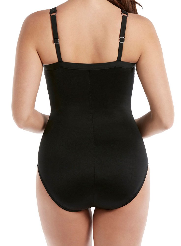 Miraclesuit Castaway Stripe Zephyr One-Piece Swimsuit - Black & White - Size 8 | Slimming & Tummy Control | Perfect for Beach Vacations & Pool Parties