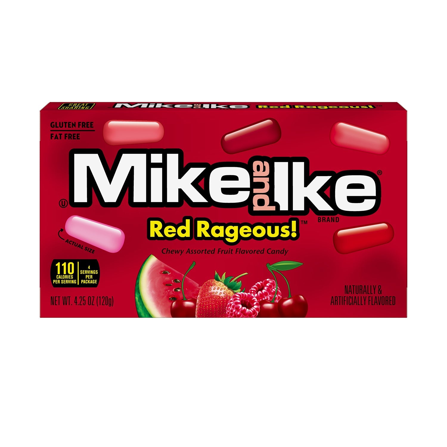 Just Born Mike & Ike Red Rageous Candy - 4.25oz (12 Count) - Bulk Pack of Sweet & Tangy Fruit Flavors - Perfect for Halloween, Parties, Movie Nights & Office Snacks