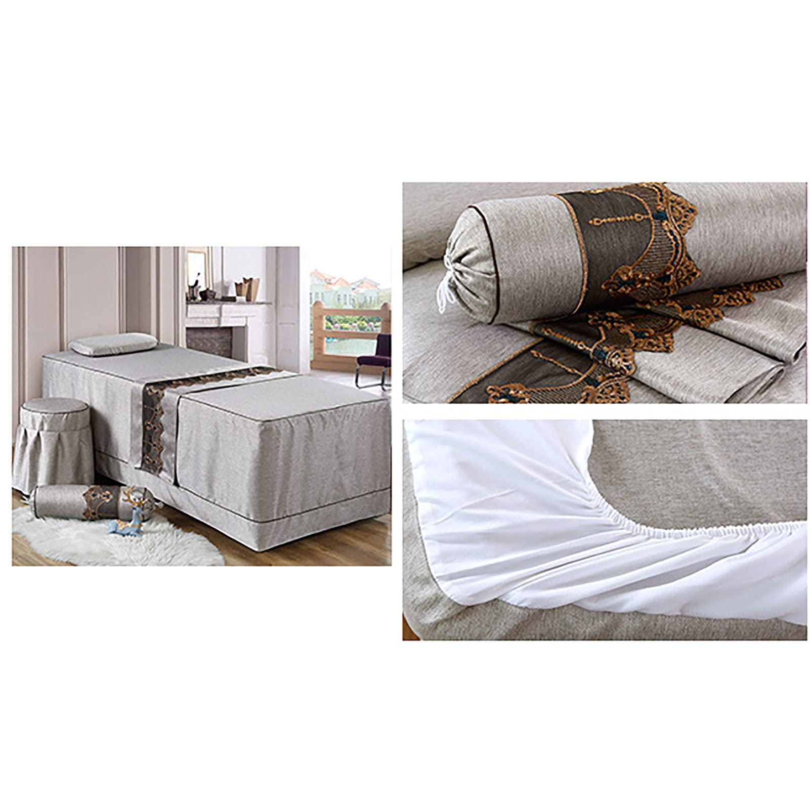 4-Piece Microfiber Beauty Bedspread Set - Soft Massage Table Sheets, Breathable Salon Bed Cover for SPA & Facial Treatments - Light Gray 190x80cm (75x31inch) - Perfect for Massage Parlors, Beauty Salons & Home Spa Relaxation