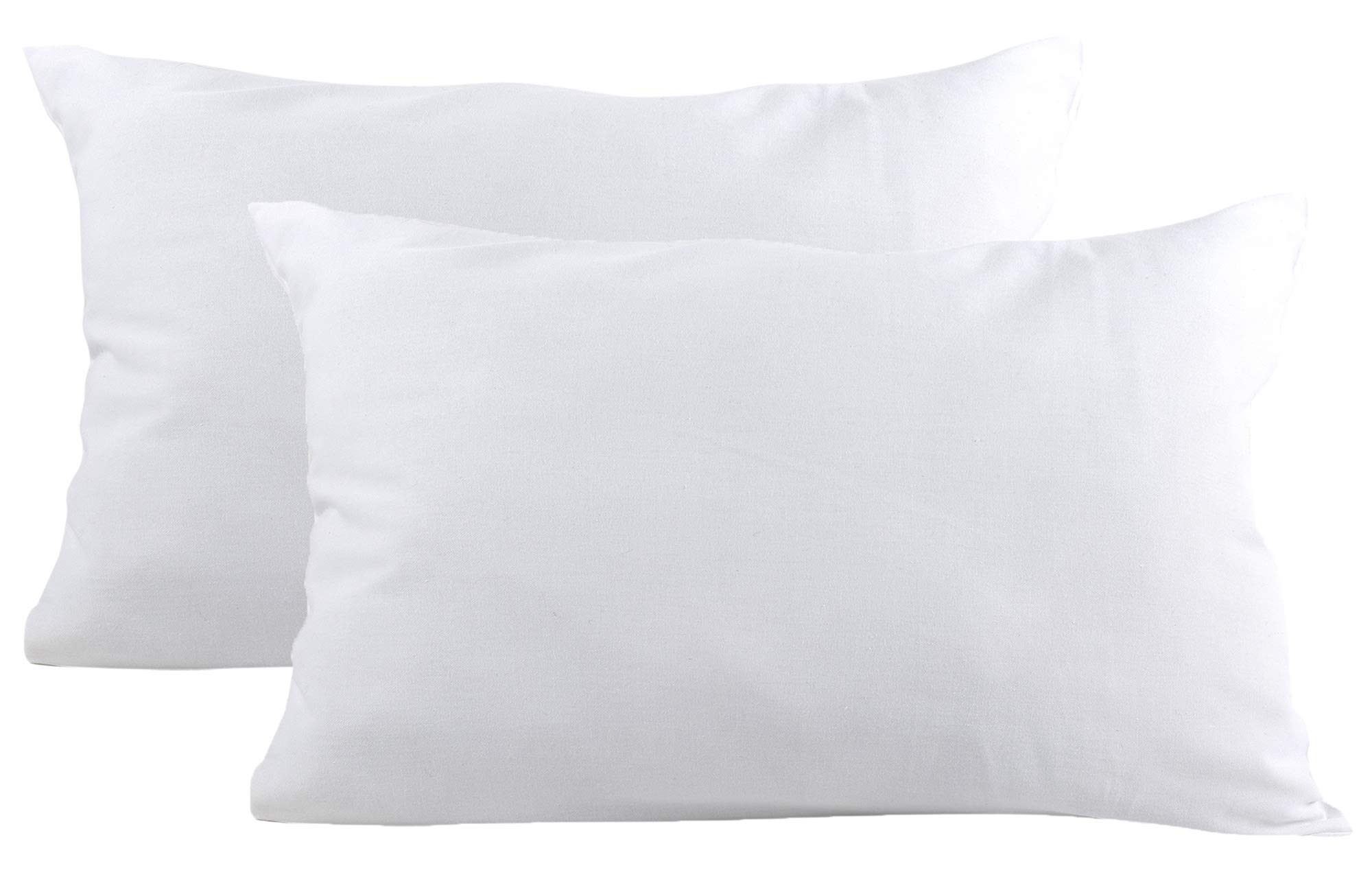 Soft 100% Cotton Toddler Pillowcase for Boys & Girls - 2 Pack White Envelope Closure Travel Size (13x18) - Machine Washable & Shrink-Resistant - Perfect for Nursery, Daycare & Family Trips