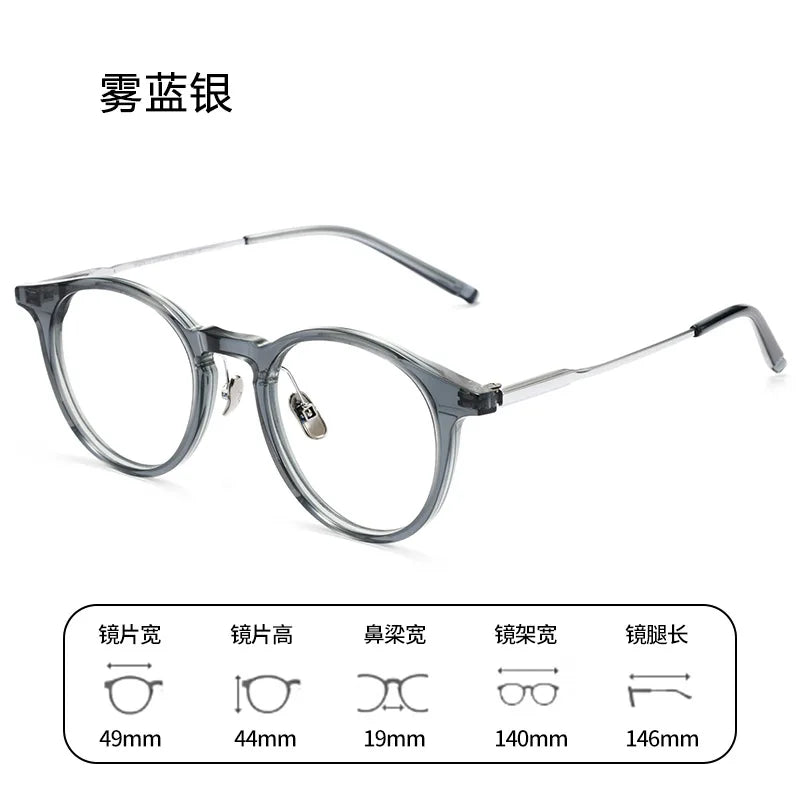 Bclear Unisex Full Rim Round Square Acetate Titanium Eyeglasses 298111 - Lightweight & Durable Frame for Men & Women - Perfect for Reading, Work, and Everyday Fashion