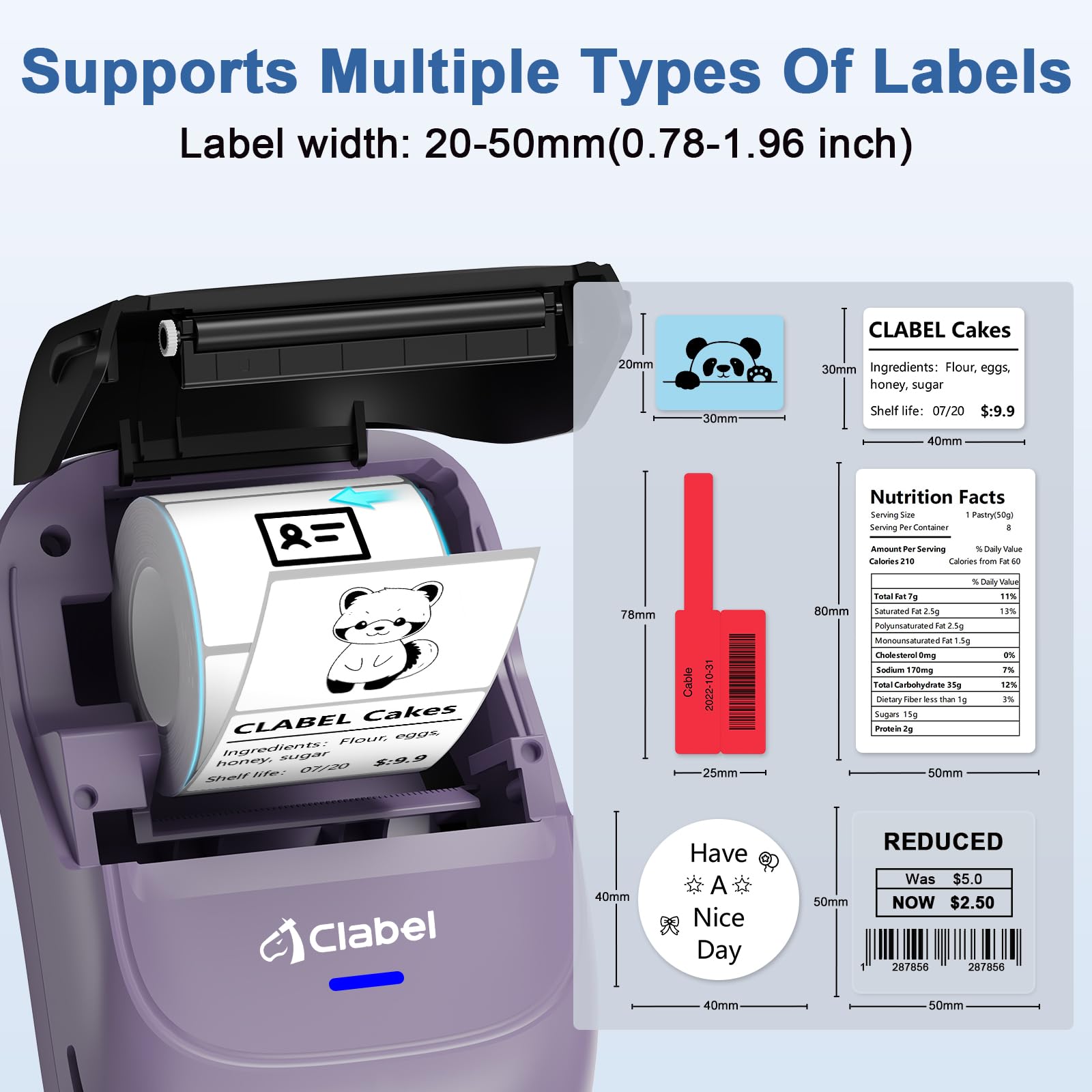 CLABEL Portable Label Maker Machine with Tape - 221B Inkless Handheld Barcode Printer for Retail, School, Office & Clothing | Wireless Bluetooth Label Printer Compatible with iPhone, Android & PC | Perfect for Organizing, Inventory & Product Labeling