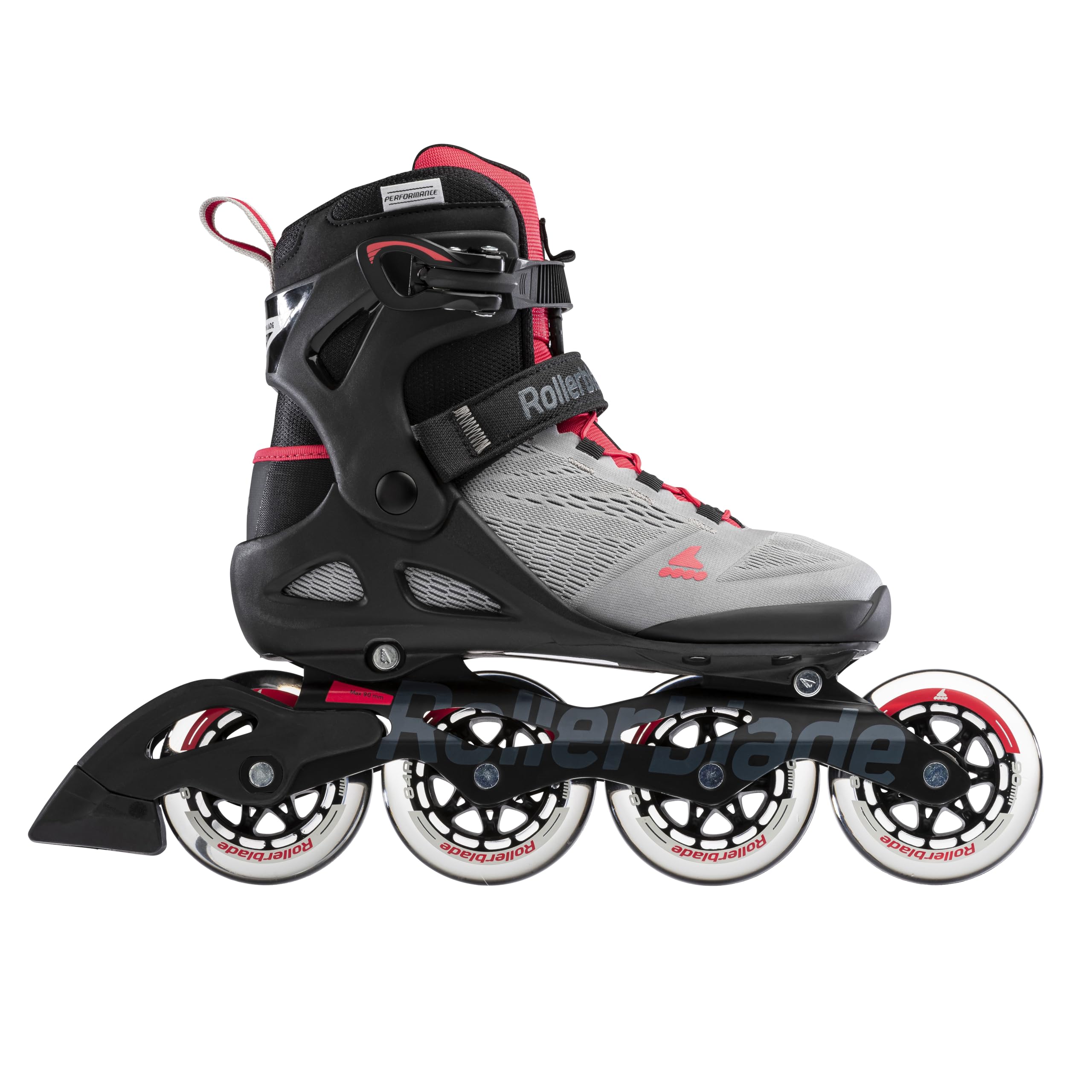 Rollerblade Women's MACROBLADE 90 W Inline Skates - Lightweight Comfortable Fitness Skates for Women, Neutral Grey/Pink, Size 245 - Perfect for Outdoor Exercise, Roller Skating Rinks & Leisure Activities