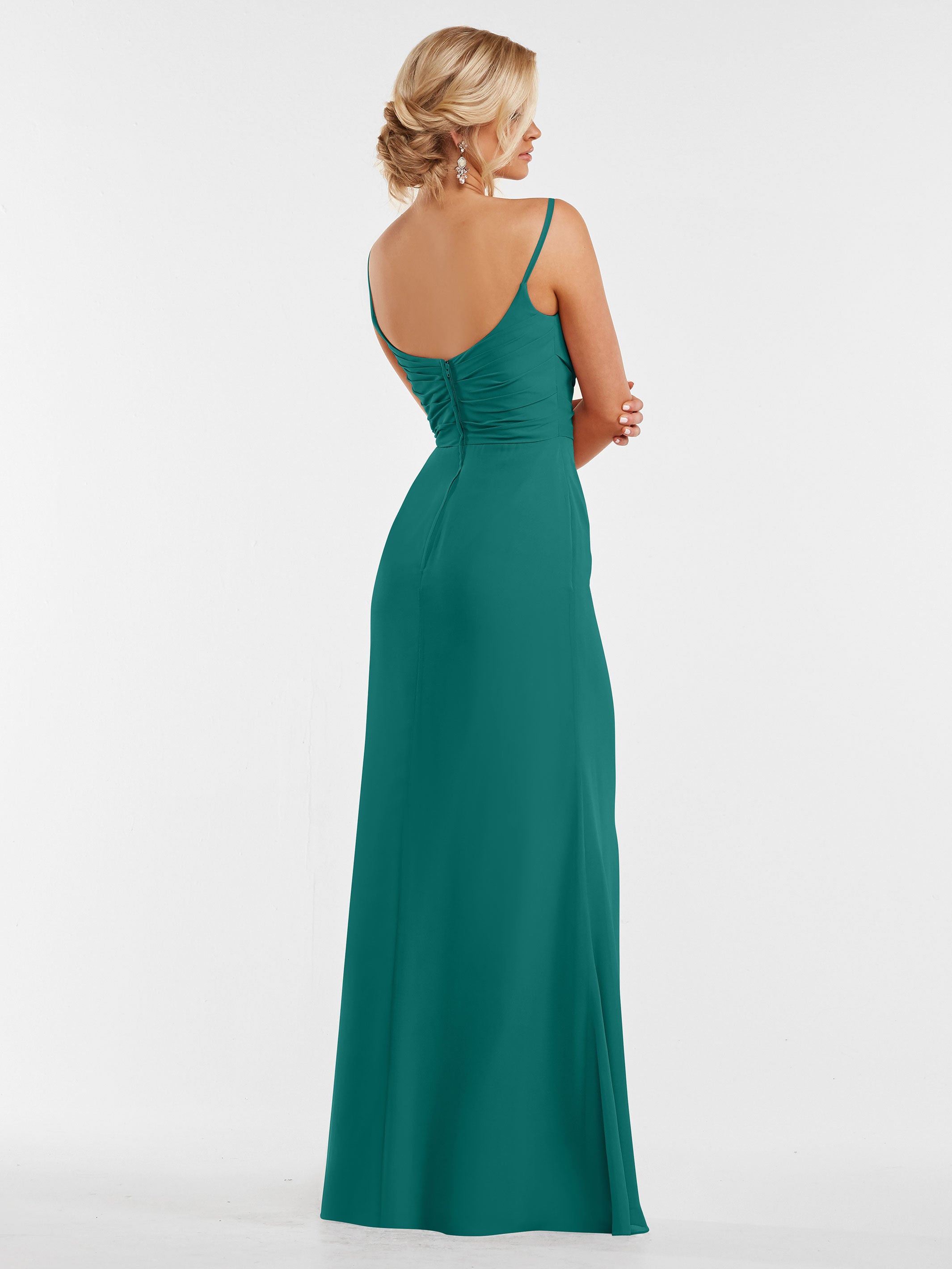 Elegant 80169 Chiffon Sheath Bridesmaid Dress with Pleated Bodice - Perfect for Weddings, Formal Events & Special Occasions