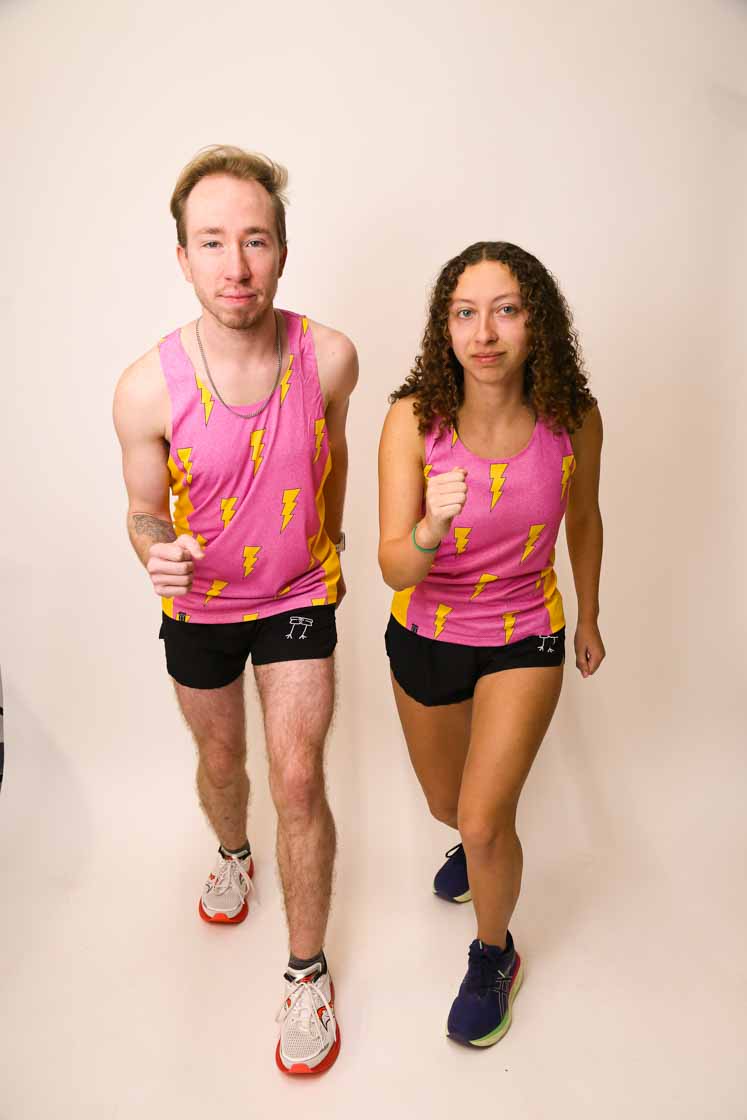 Men's Pink Bolts Performance Singlet - Breathable Workout Tank Top for Gym & Running - Ideal for CrossFit, Weightlifting & Athletic Training