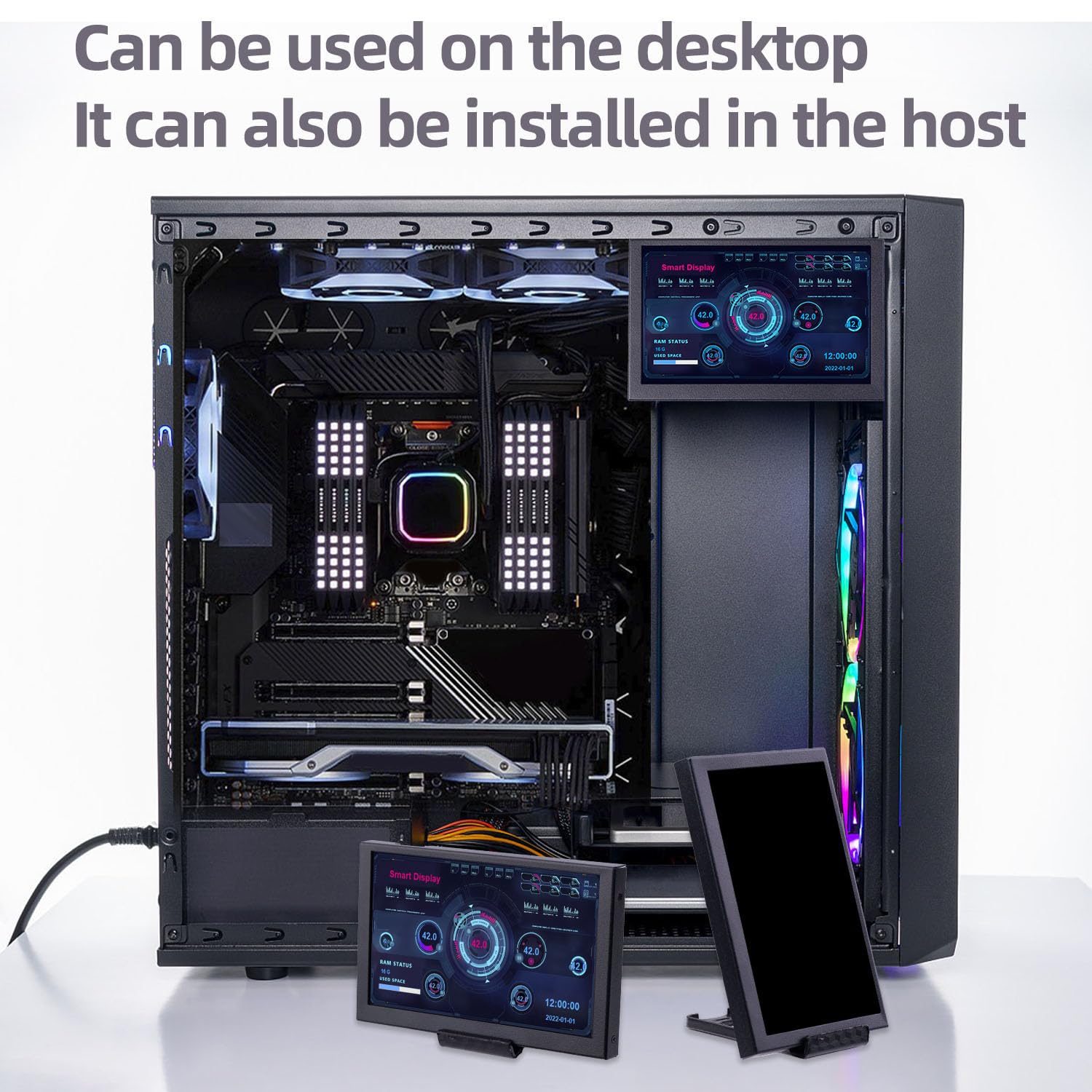 5 Inch IPS LCD Monitor Screen with AIDA64 Driver Control Card - Easy-to-Use Secondary Display for ITX PC Case | Perfect for System Monitoring, Gaming Rigs & Compact Computer Setups
