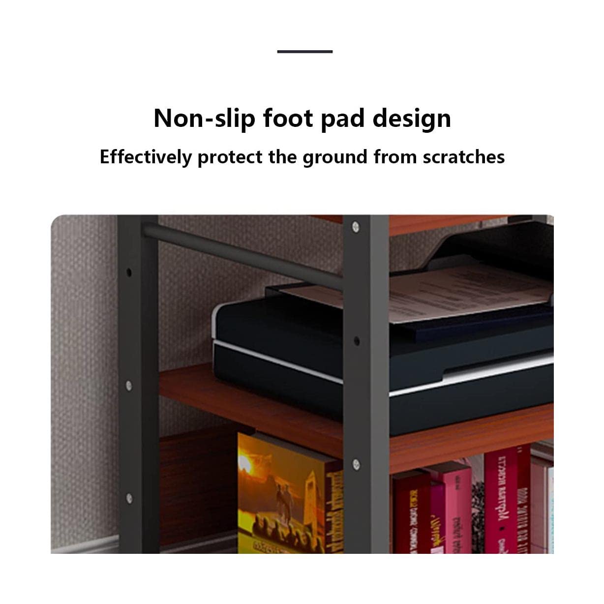 2-Tier Desktop Printer Stand with Non-Slip Feet - Compact Home & Office Printer Organizer for Fax Machine, Scanner, and Office Supplies - Perfect for Small Spaces and Workspace Organization