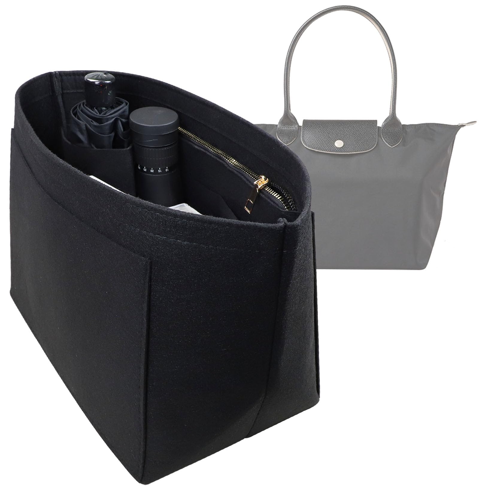 Premium Purse Organizer Insert for Longchamp Le Pliage Tote Bag - 1028 Black - Perfect for Travel, Work & Daily Use