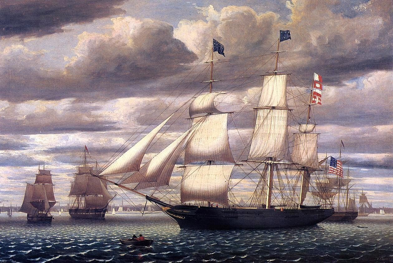 Fitz Hugh Lane 'Southern Cross' Clipper Ship Art Print - 18x27 Inch Premium Canvas Wall Decor, Gallery Wrapped - Perfect for Living Room, Office & Nautical Theme Decor