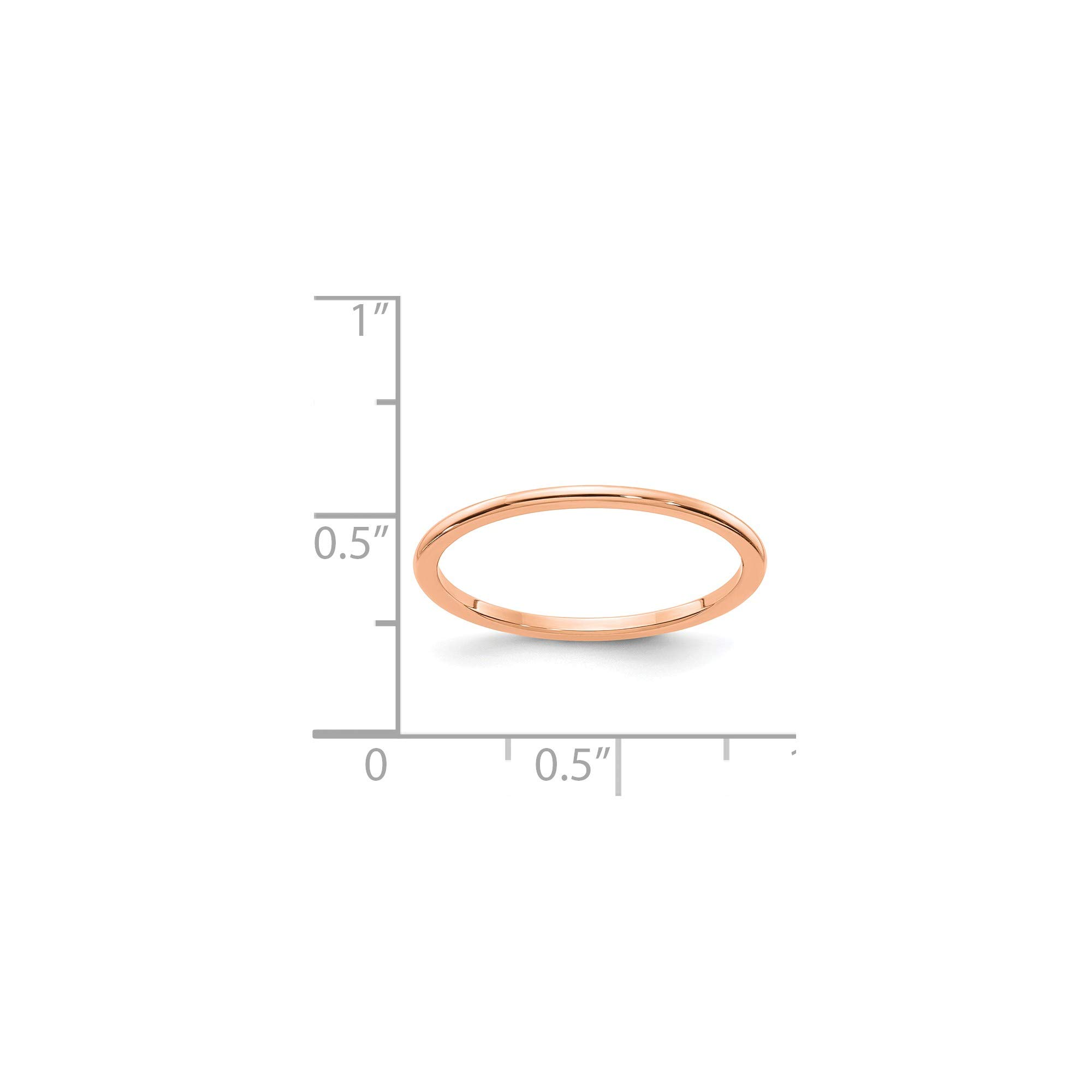 14K Rose Gold 1.2mm Half Round Stackable Band Ring - Size 7 - Dainty Minimalist Wedding Band, Anniversary Gift for Her - Perfect for Everyday Wear, Stacking & Special Occasions
