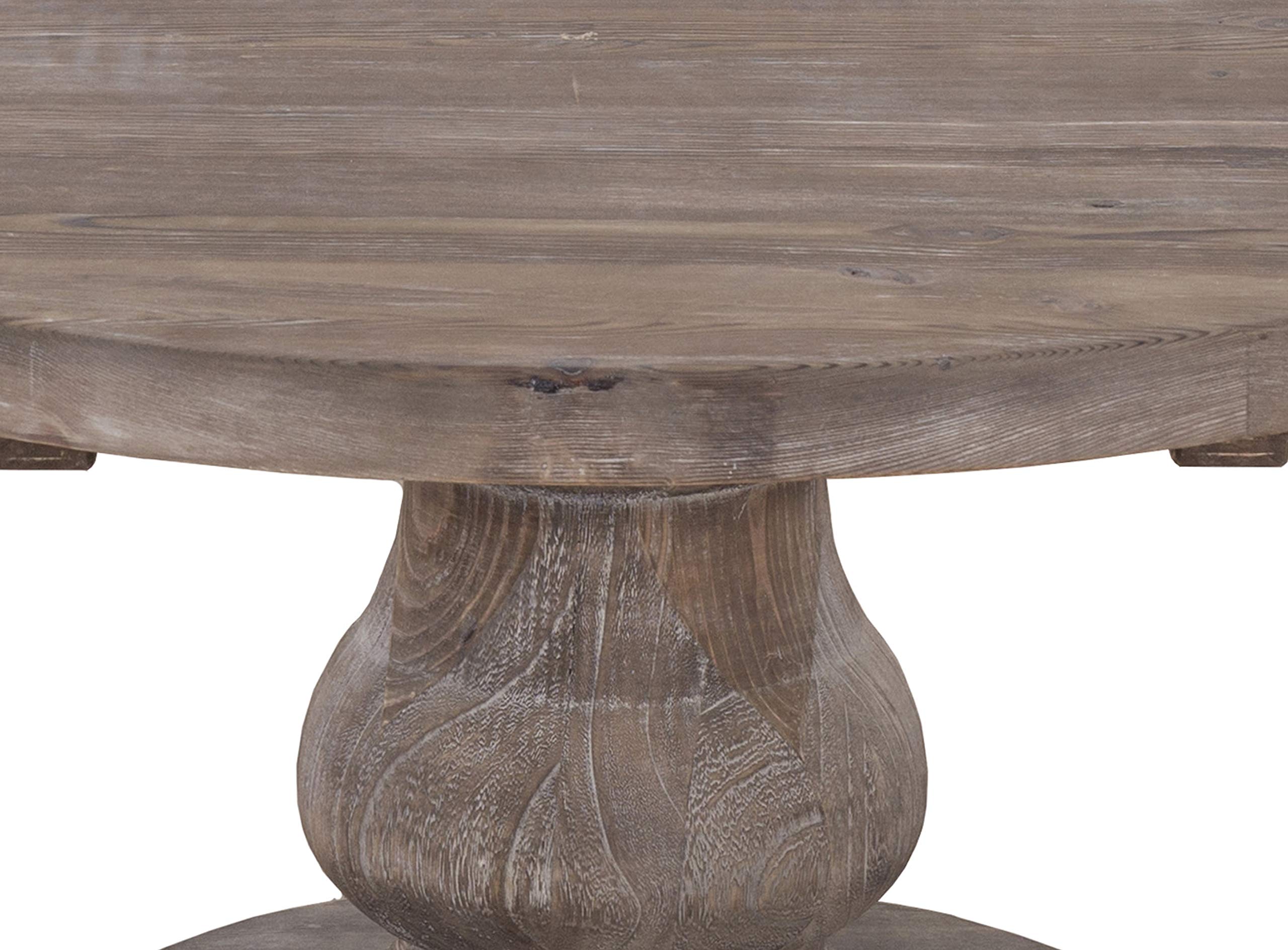 Benjara Solid Wood Round Coffee Table with Pedestal Base - 36 Inch Brown Wooden End Table for Living Room, Lounge & Office Decor
