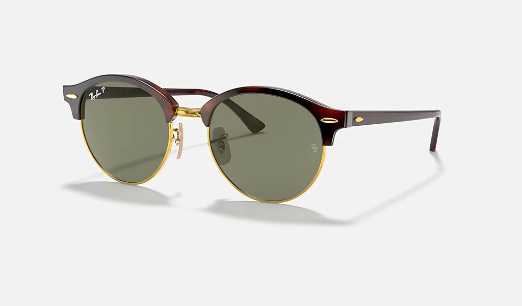 Ray Ban CLUBROUND RB4246 Sunglasses 51mm Tortoise Frame with Gray Green Lenses - Classic Round Eyewear for Men & Women, Perfect for Driving, Outdoor Activities & Fashion Statement