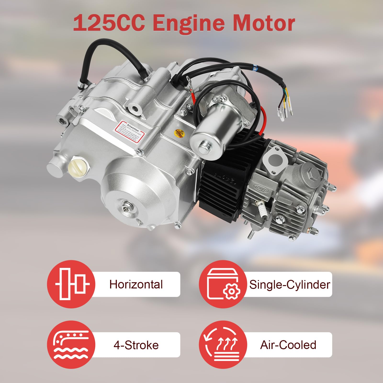 125CC 4-Stroke Semi-Auto 3-Speed Go Kart Engine Kit with Reverse & Electric Starter - Air-Cooled Single Cylinder Motor for Dirt Bikes, ATVs & Pit Bikes - Perfect for Off-Road Racing, Backyard Fun & DIY Projects