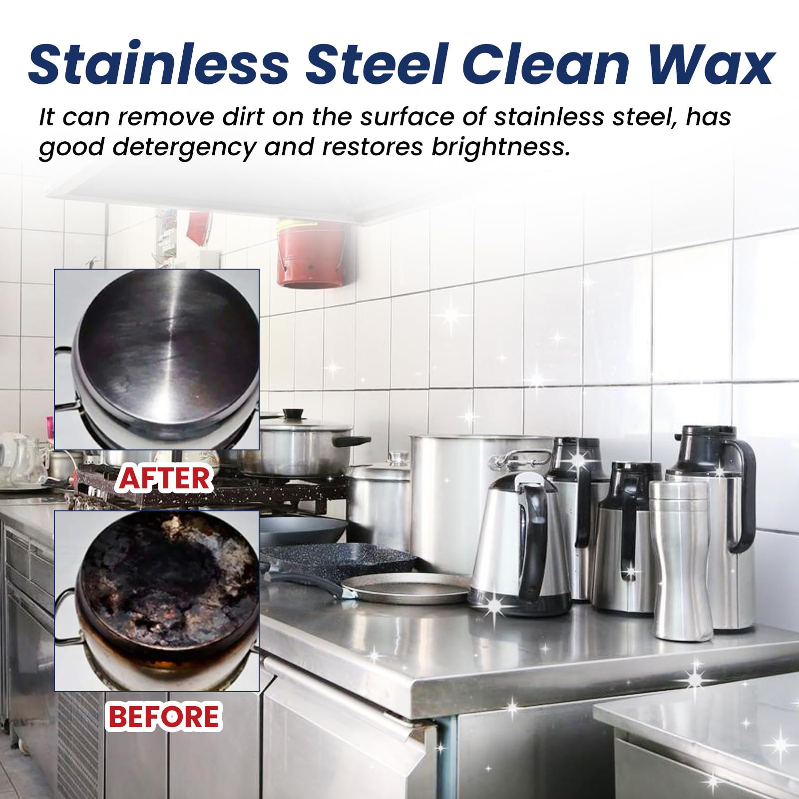 Nano-Technology Stainless Steel Cleaner & Polish Wax – Powerful Cookware Cleaning Paste for Pots, Pans & Appliances | Removes Stains, Restores Shine | Ideal for Kitchen, BBQ Grill & Metal Surfaces (2PCS)