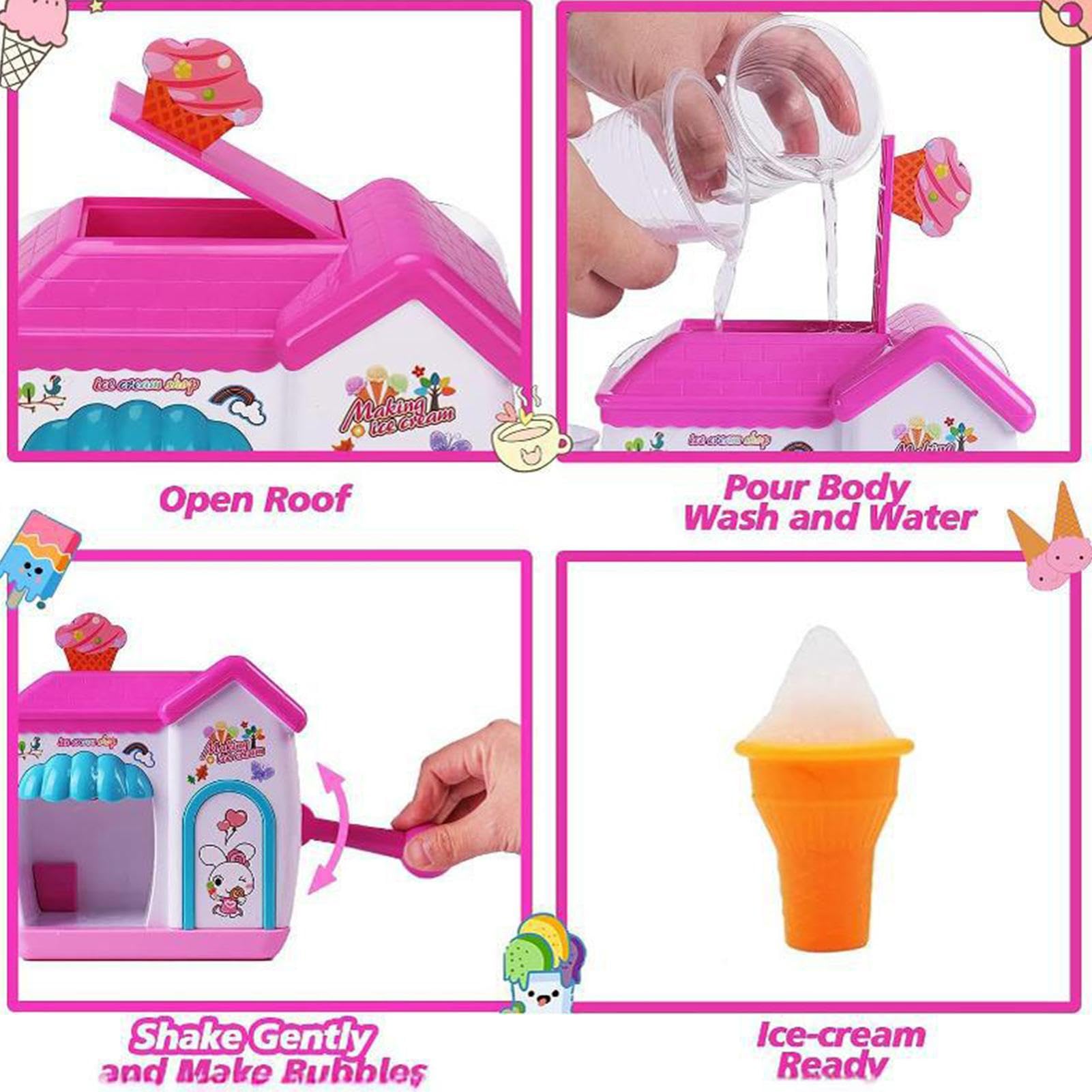 Kids Bubble Maker Toy - Safe Colorful Foam Maker Bath & Pretend Cake Play Set for Boys & Girls | Perfect for Birthday, Christmas Gifts & Bathtime Fun