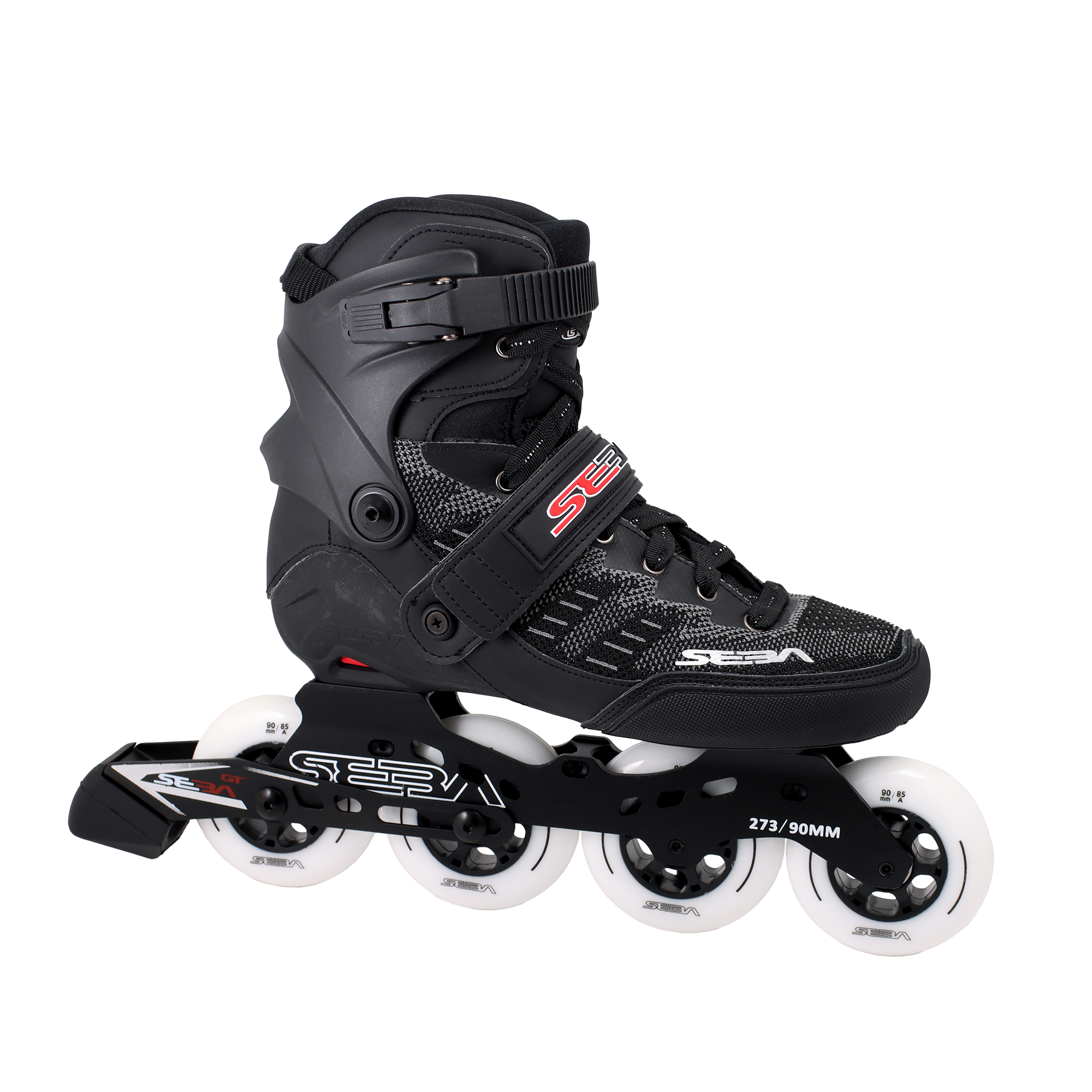 Seba GT 90 Deluxe Black Inline Skates - Premium Urban & Fitness Rollerblades for Adults - Perfect for Street Skating, Commuting & Outdoor Exercise
