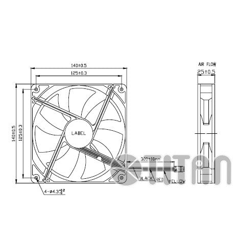 Titan IP55 140x140x25mm Waterproof Dustproof Cooling Fan TFD 14025H12B - Ideal for PC Cooling, Server Racks & Industrial Equipment
