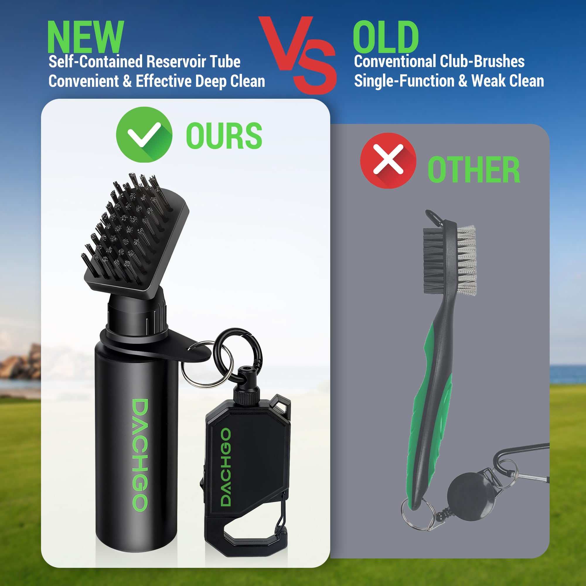 **Dachgo Pro Golf Club Cleaner Brush with Groove Sharpener Tool – Retractable Water Brush with Locking Clip & 4 oz Squeeze Bottle – Best Golf Accessories & Gifts for Men & Women – Perfect for Cleaning Clubs on the Course or at Home**