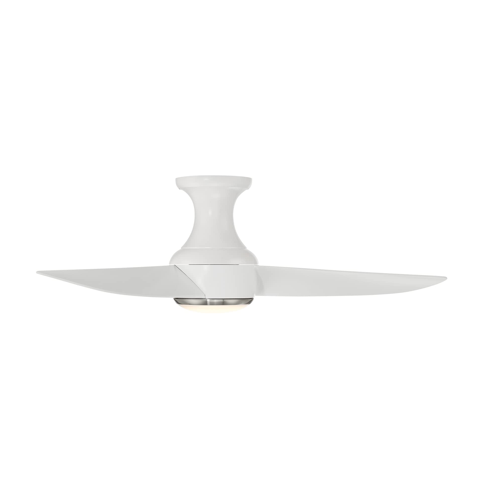 Corona Smart 3-Blade Flush Mount Ceiling Fan 44in Brushed Nickel White with 3500K LED Light Kit, Remote Control, Alexa & App Compatibility for Living Room, Bedroom, and Office