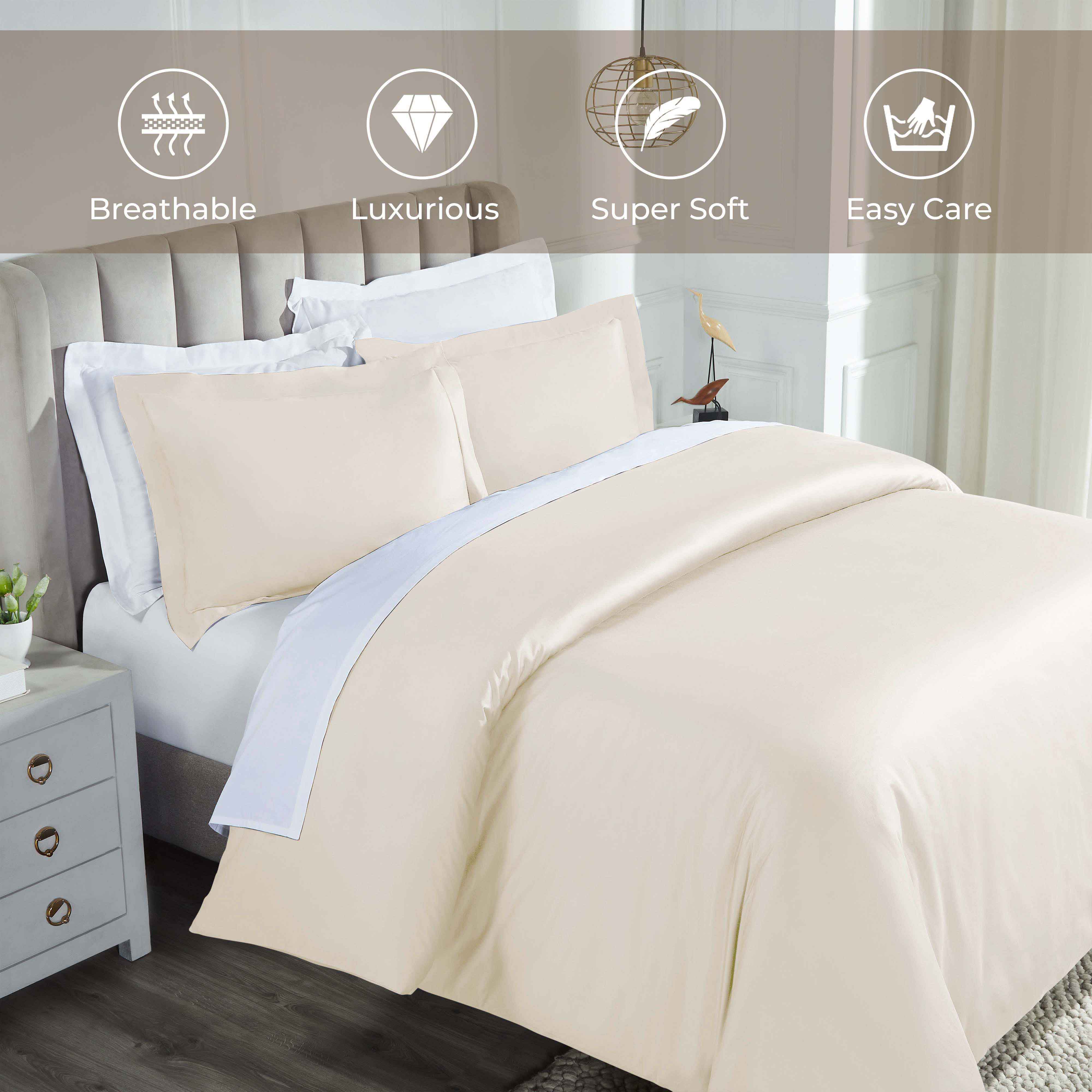 Luxury 850 Thread Count 100% Cotton Duvet Cover Set - King Size, Soft & Breathable Bedding for Hotel-Like Comfort - Perfect for Master Bedrooms, Guest Rooms & Airbnb Stays