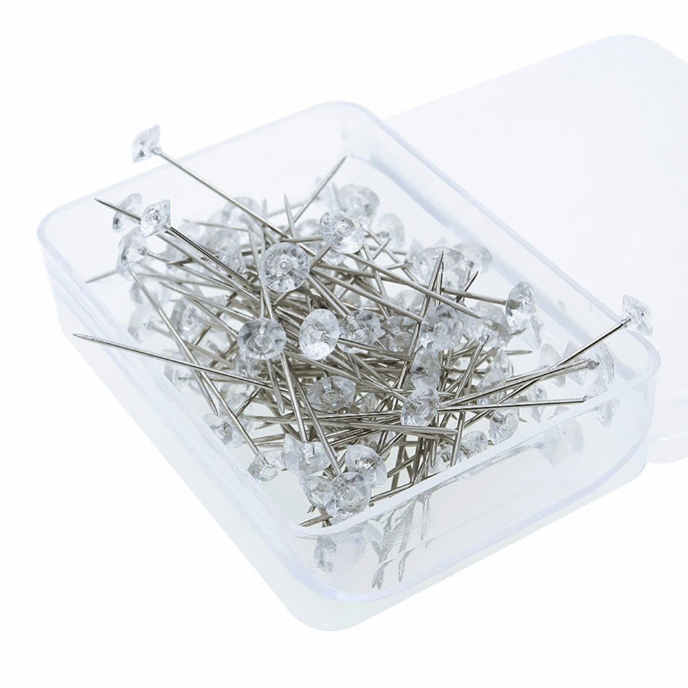 Clear Acrylic Straight Pins 100pcs - Floral Bouquet Pins for DIY Wedding Decorations & Corsages