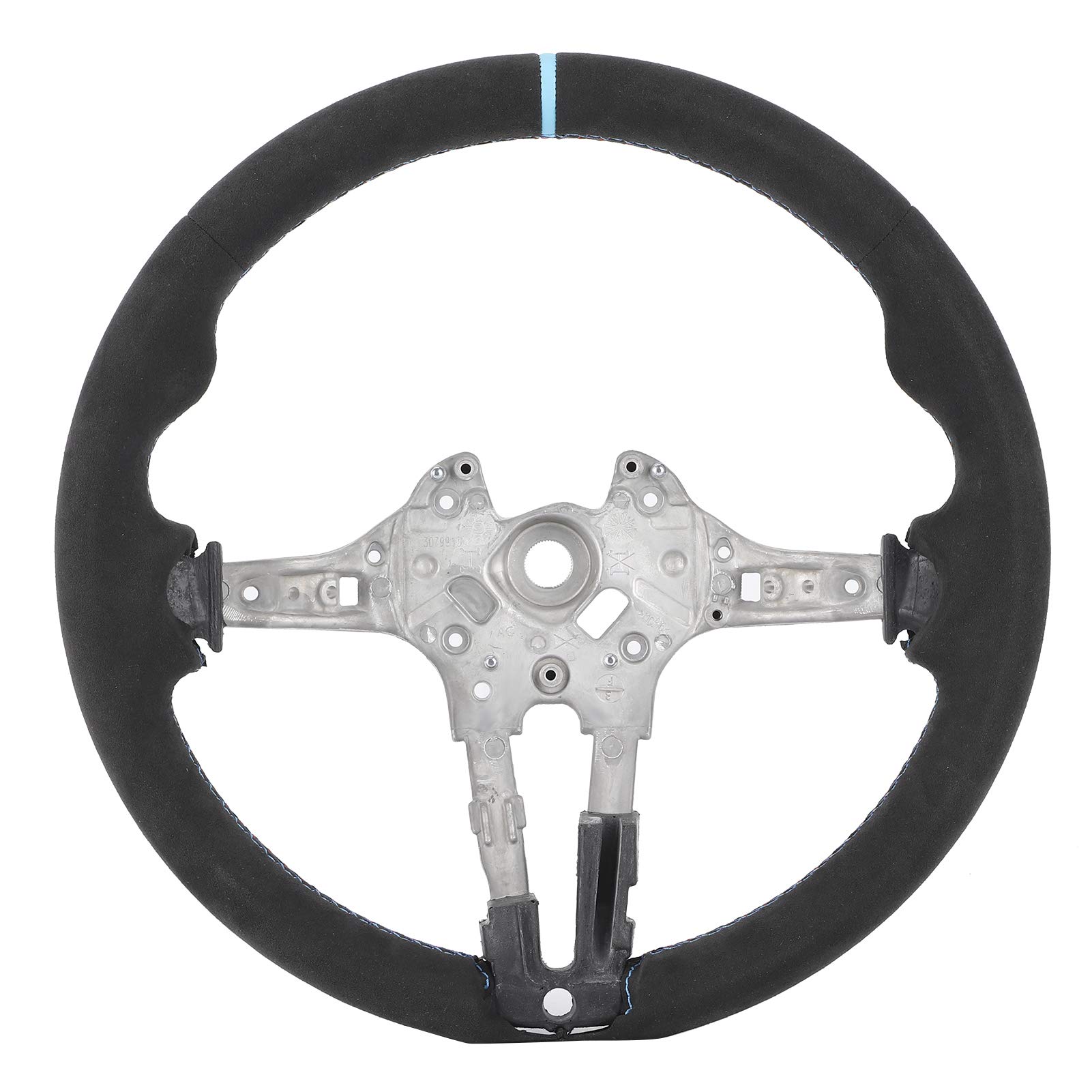 Upgraded M Performance Full Suede Steering Wheel with Blue Stripe - Compatible with BMW F20 F22 F30 F32 M2 M3 M4 Models | Premium Racing Wheel for Enhanced Grip & Driving Experience | Perfect for Track Days & Performance Driving