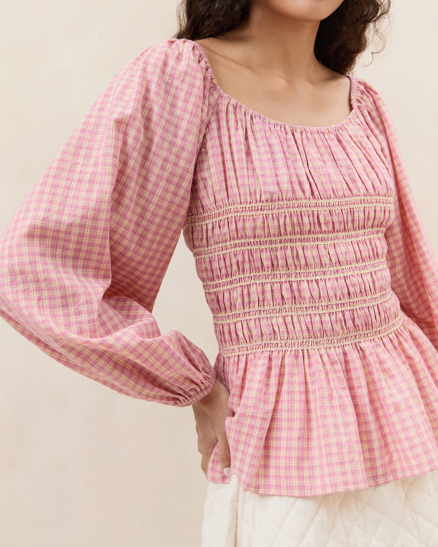 Julietta Gathered Top Women's Blouse - Elegant Ruffled Sleeve Casual Shirt for Office, Date Night & Special Occasions