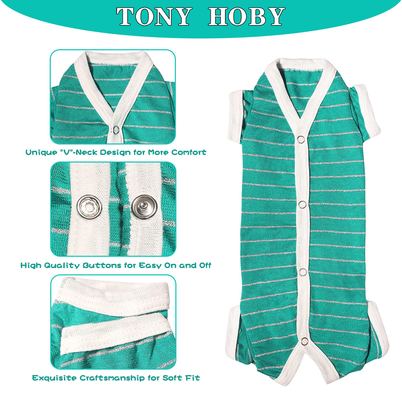 TONY HOBY Dog Pajamas - Summer Dog Shirt & 4-Legged Jumpsuit for Small Medium Dogs | Breathable Recovery Suit for Post-Surgery Care (Green, Boy, XS) | Perfect for Vet Visits, Home Comfort & Outdoor Adventures