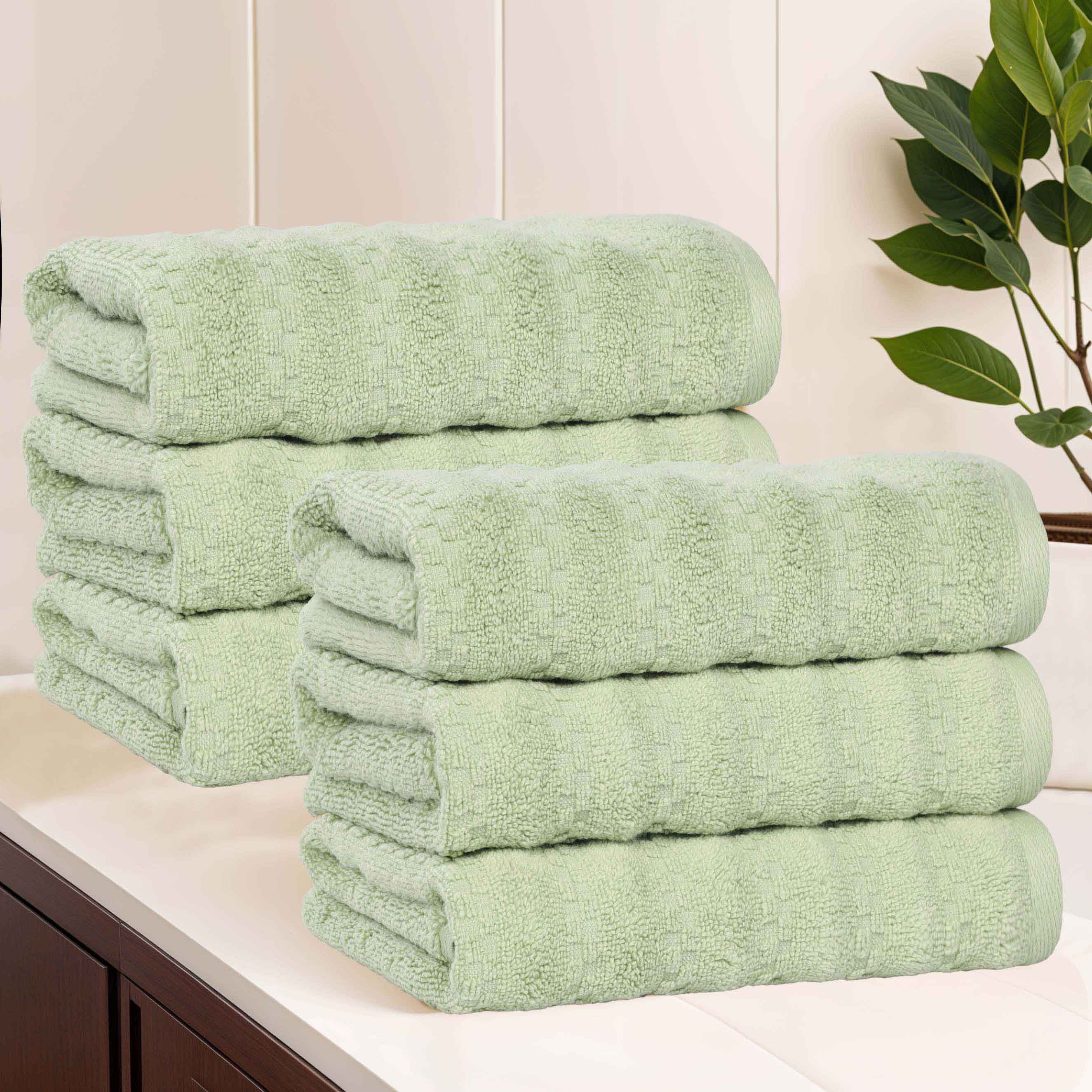Premium 6-Pack Zuma Zero Twist Cotton Medium Weight Absorbent Hand Towels - Soft & Quick-Drying for Kitchen, Bathroom & Gym Use