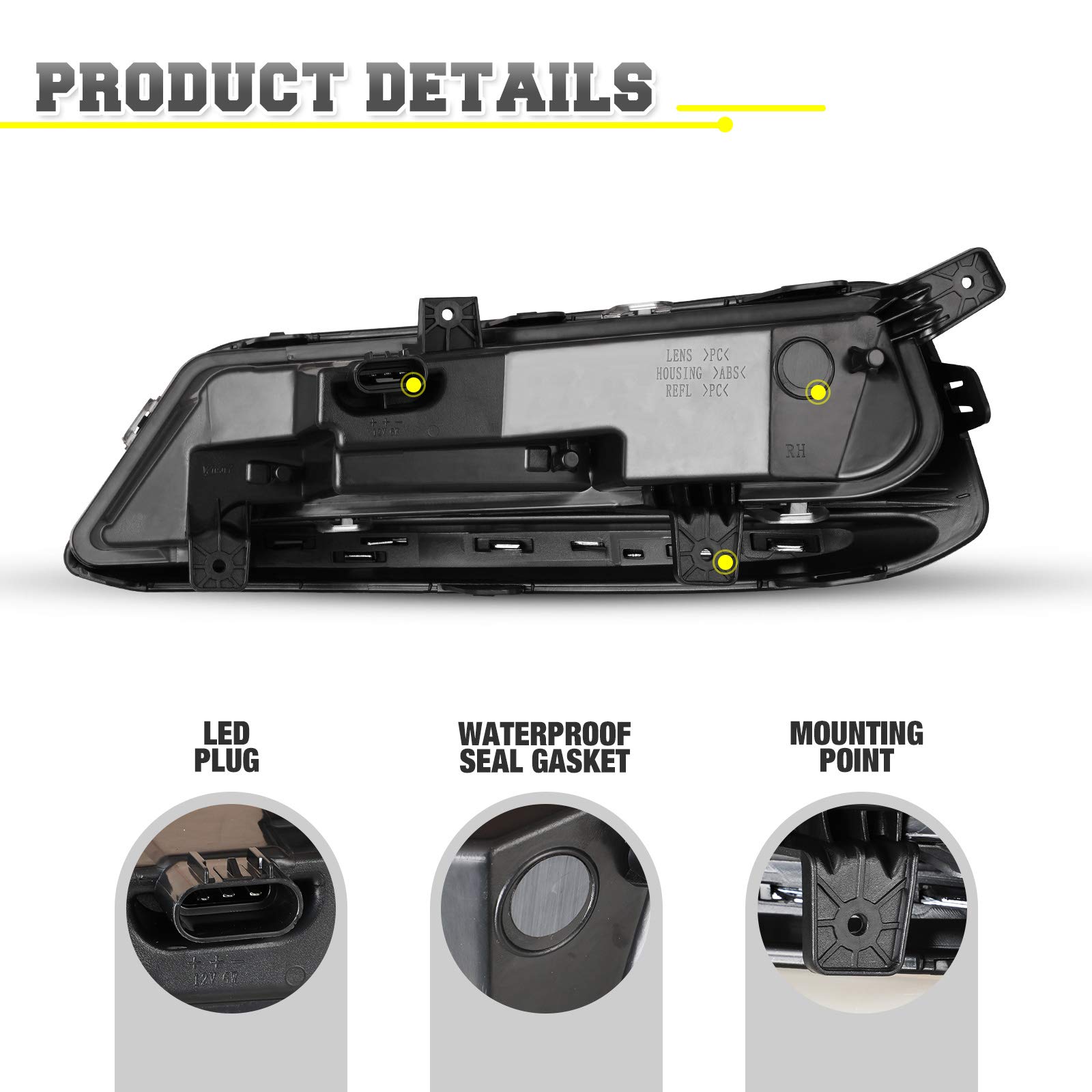 AUTOWIKI LED DRL Fog Lights for 2014-2020 Chevy Impala - 2PCS Clear Lens Fog Lamp Assembly - Perfect for Night Driving & Off-Road Adventures