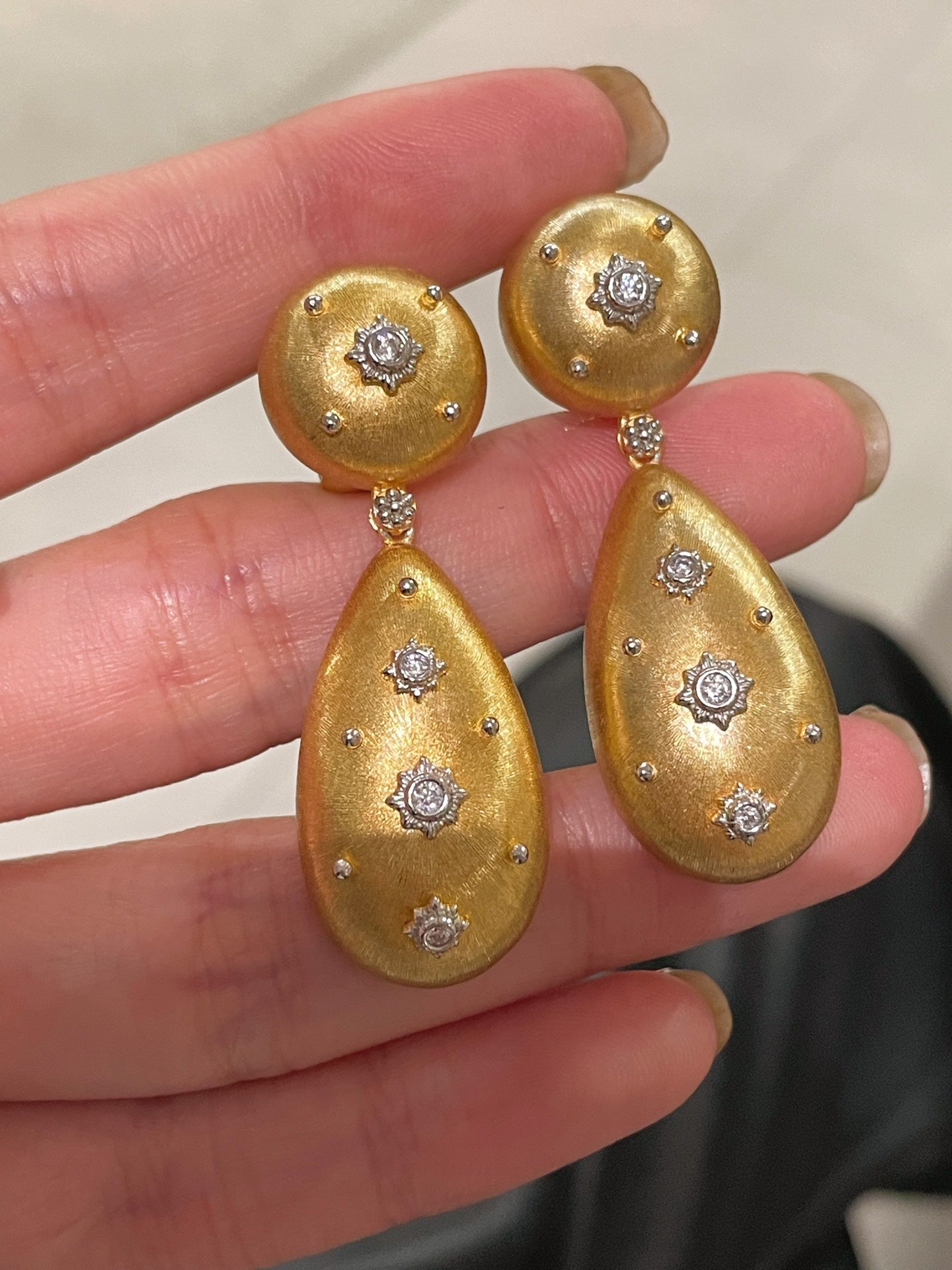 Buccellati Inspired Double Drop Earrings - 14K Gold Plated Elegant Dangle Earrings for Women | Perfect for Weddings, Parties & Special Occasions