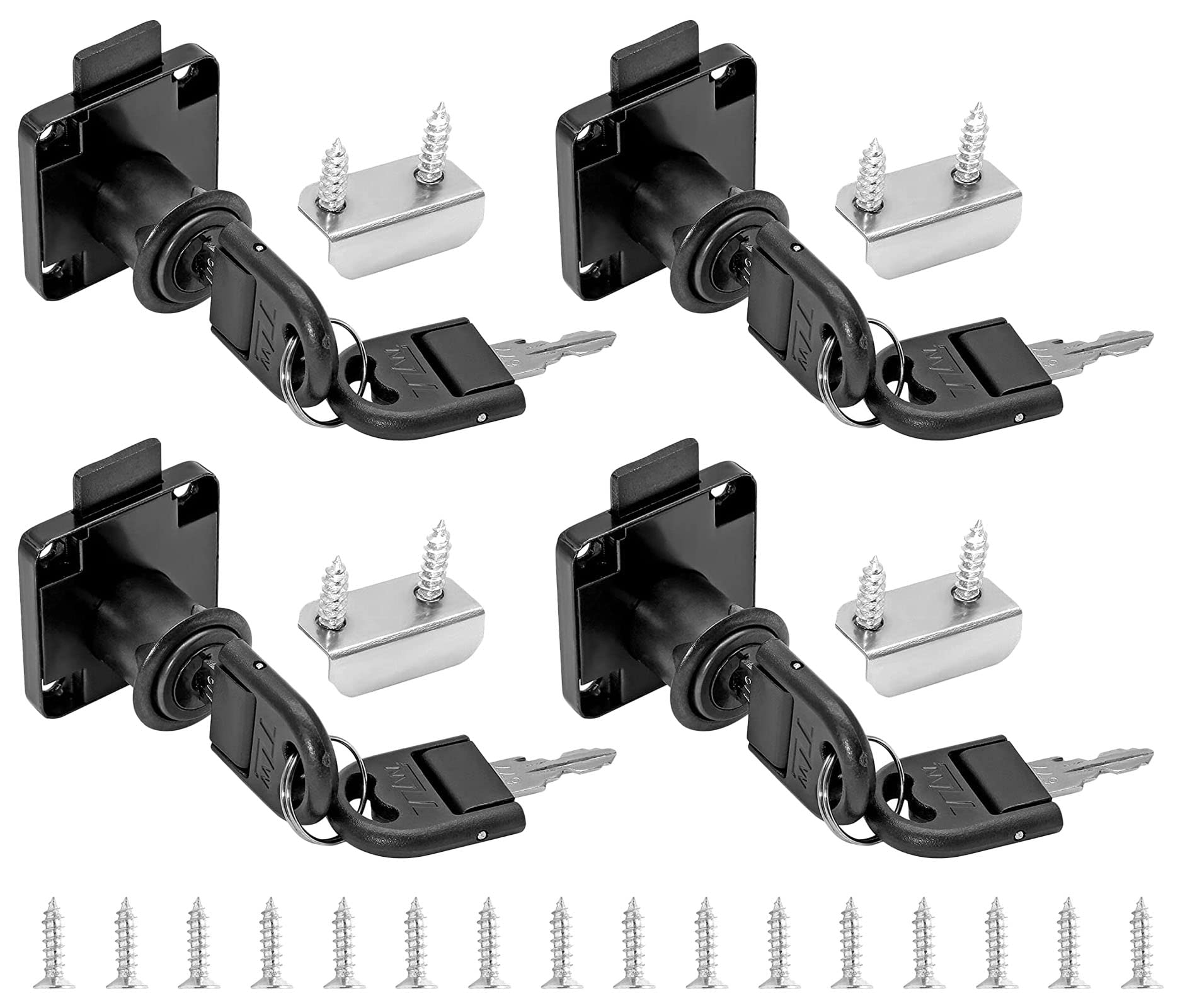 4-Pack Black Drawer Locks with Keys - 0.75