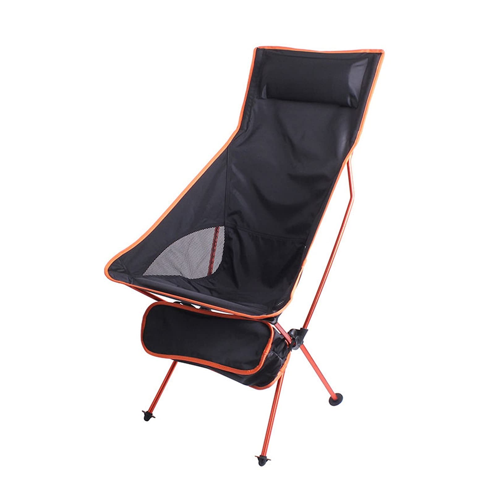 Ultralight Portable Folding Camping Chair - Oxford Fabric Outdoor Chair for Camping, Fishing, Picnic, Beach & BBQ | Compact Foldable Design with Extended Seat | Perfect for Backpacking, Tailgating & Outdoor Events (Orange)