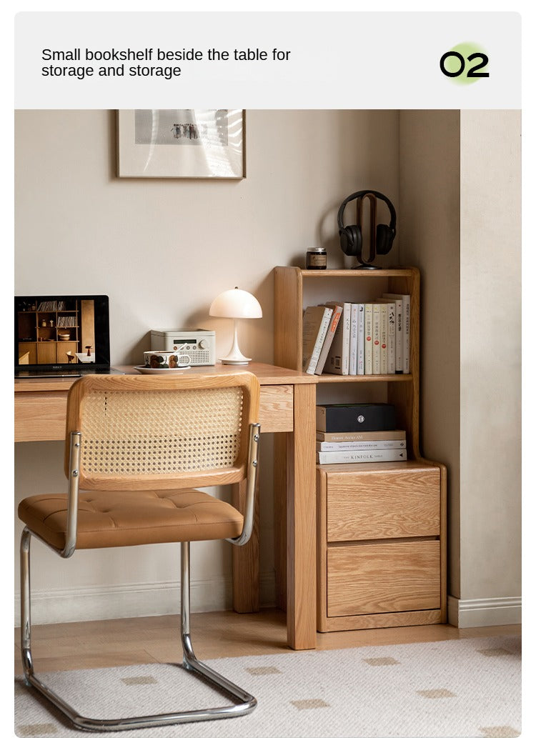 Solid Oak Wood Multifunctional Nightstand with High Section - Perfect for Bedroom, Living Room, and Home Office Storage