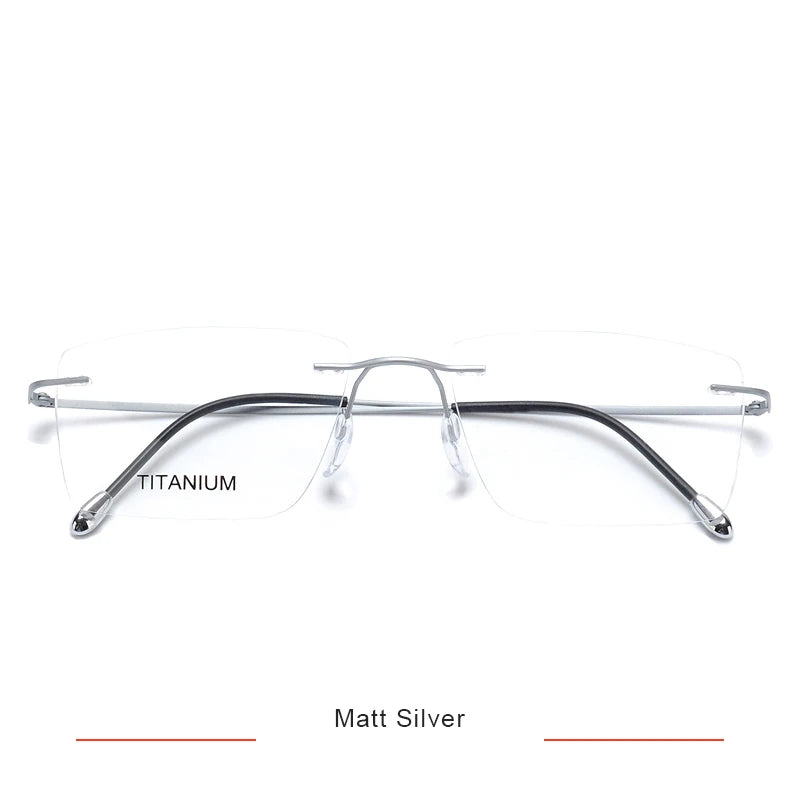 Brightzone Unisex Rimless Square Polygon Titanium Eyeglasses 71611 - Lightweight & Durable Frame for Reading, Work & Fashion - Perfect for Office, Driving & Daily Wear
