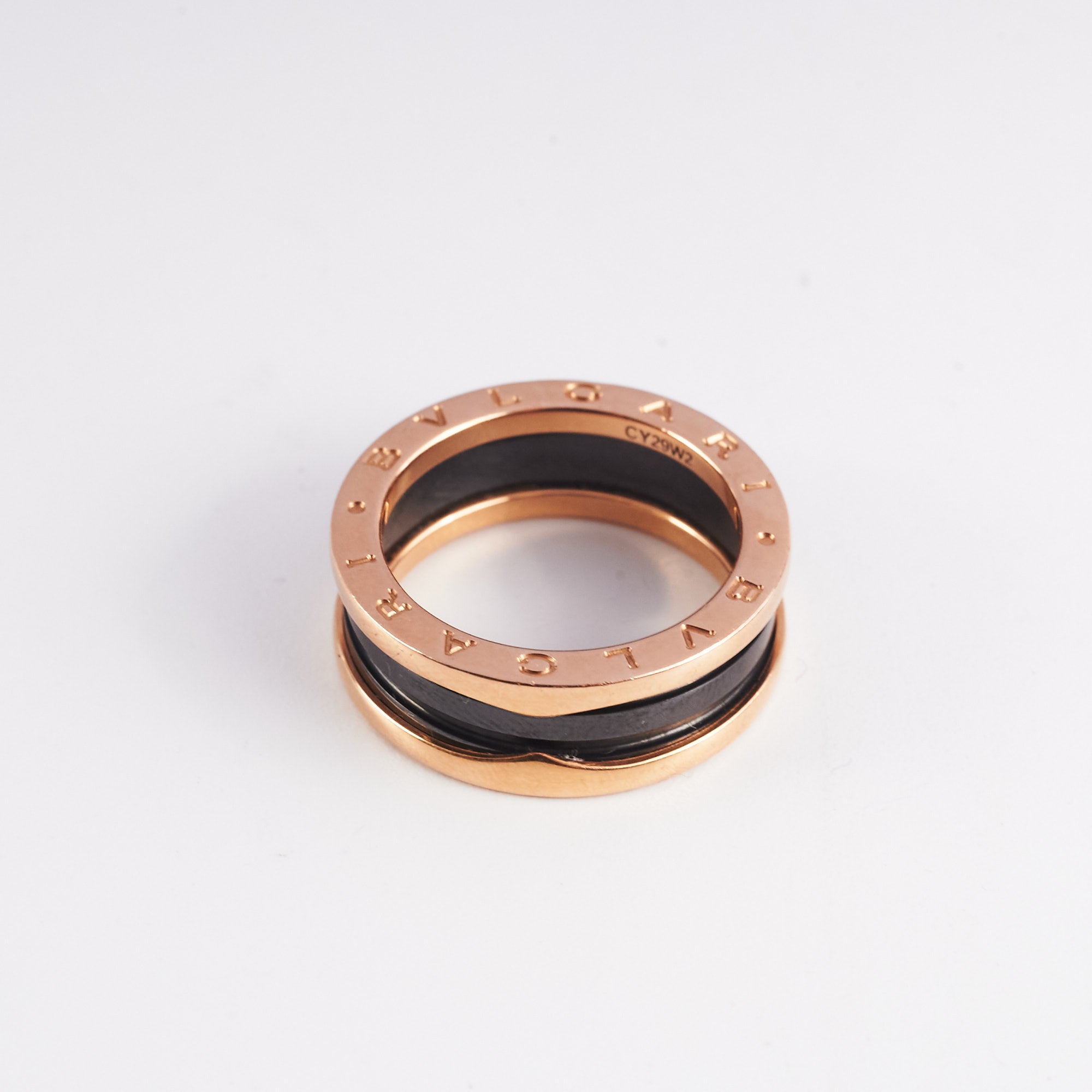 Bvlgari B.Zero1 Ring in Black & Rose Gold - Size 59 | Luxury Italian Jewelry for Women, Perfect for Weddings, Anniversaries & Special Occasions