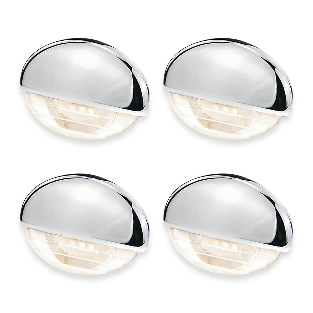4PCS Waterproof IP67 LED Boat Courtesy Lights - Warm White DC12V for Pontoon Boats, RV Steps, Stairs & Cabin Decks | Interior Marine Lighting for Safe Night Navigation & Cozy Ambience