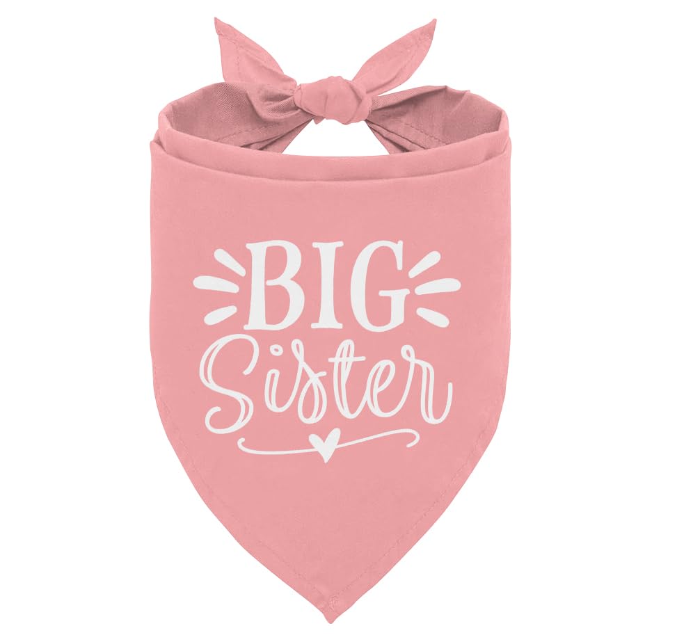 Big Sister Dog Bandana - Pink Pet Scarf for Small & Medium Dogs | Cute Triangle Bandana Accessory for Puppies | Perfect for Baby Announcements, Birthday Parties & Daily Walks (Medium Size)