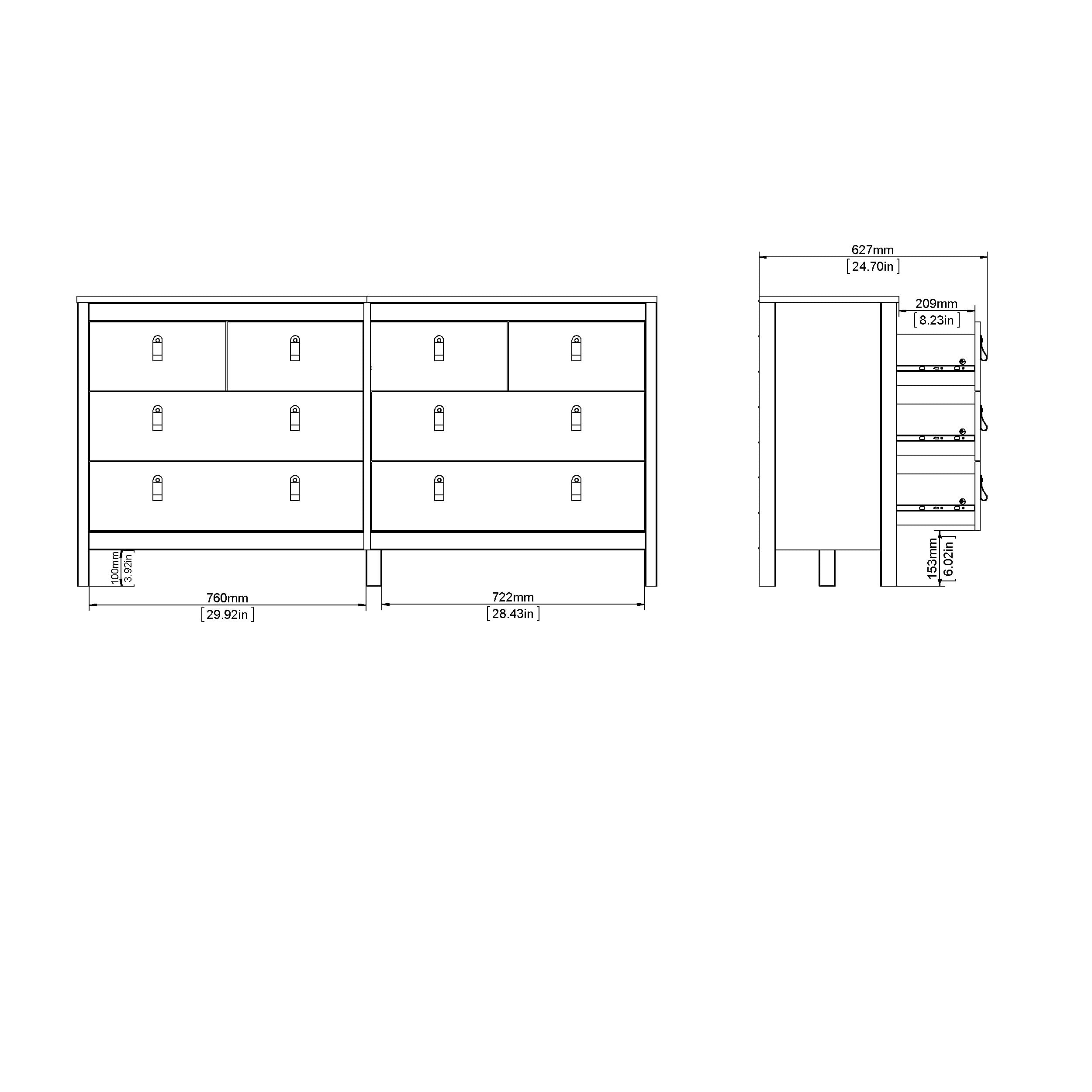 Tvilum 8-Drawer Double Dresser in White - Modern Bedroom Storage Solution for Clothes, Linens & Accessories