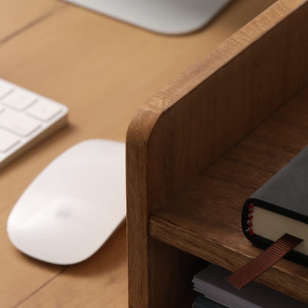 3 Tier Wooden Desktop Letter Tray - Office Desk Organizer with File Folder Holder | Paper Document Mail Sorter for Workspace, Counter & Bookshelf Storage | Perfect for Home Office, School & Professional Workspaces
