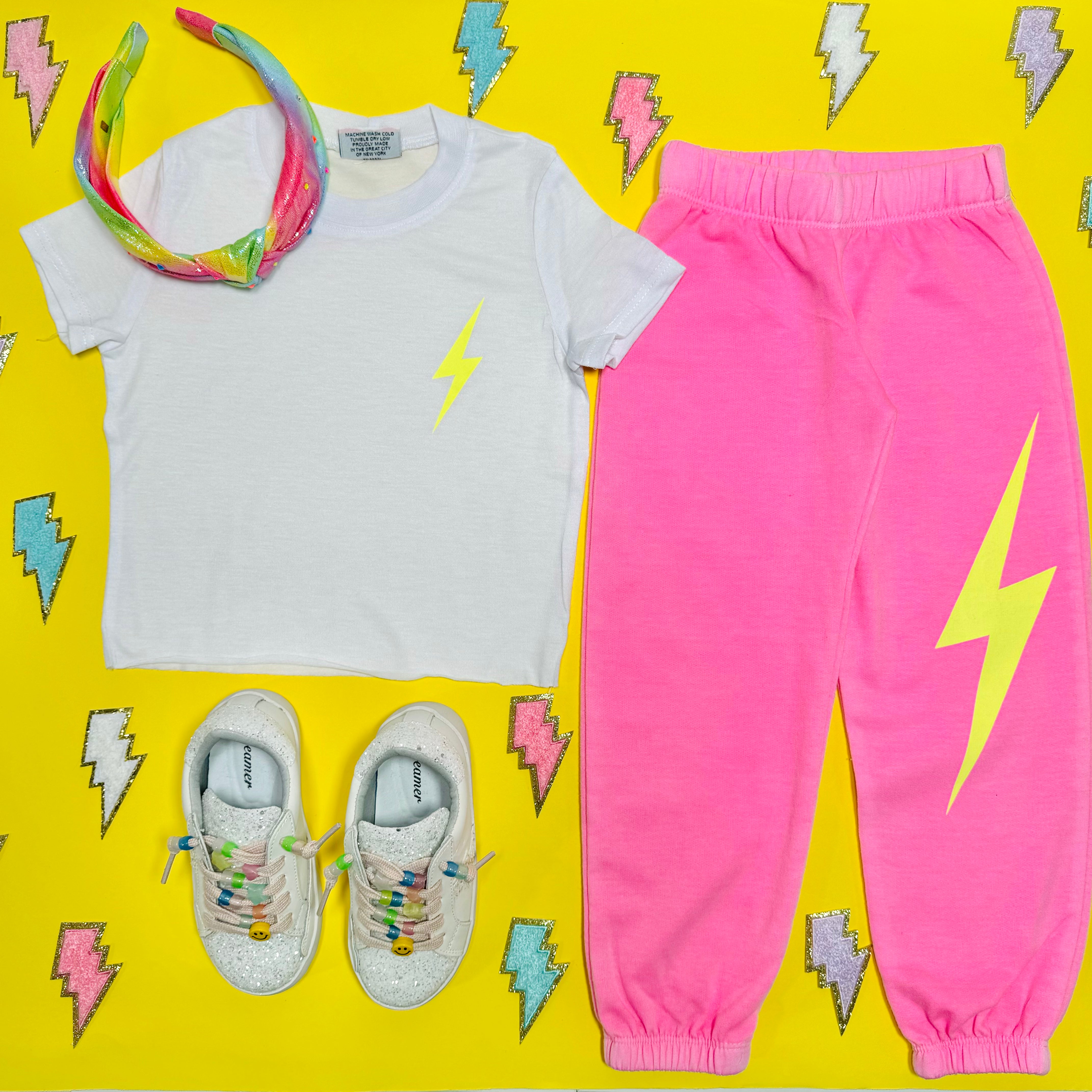 Lightning Neon Sweatpants for Women - High Waisted Comfortable Joggers with Pockets - Perfect for Gym, Yoga, Running & Lounge Wear