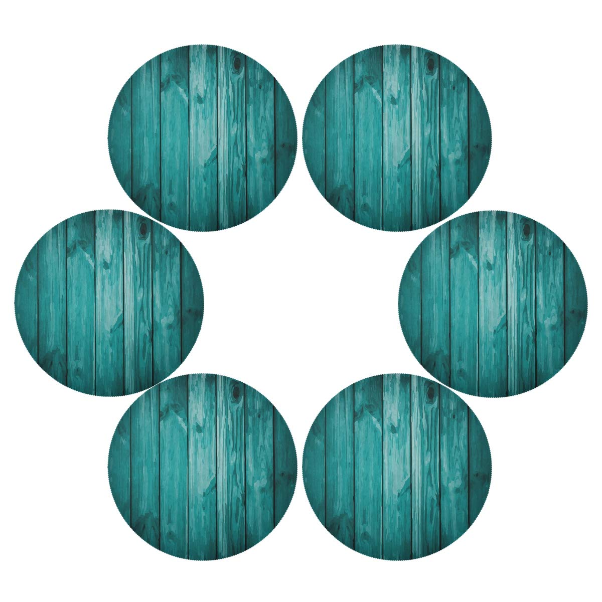 Bolaz Teal Round Placemats Set of 4 - Heat Resistant Kitchen Dining Table Mats - 15 Inch Gray Green Placemats for Dinner Parties, Holiday Decor & Everyday Use