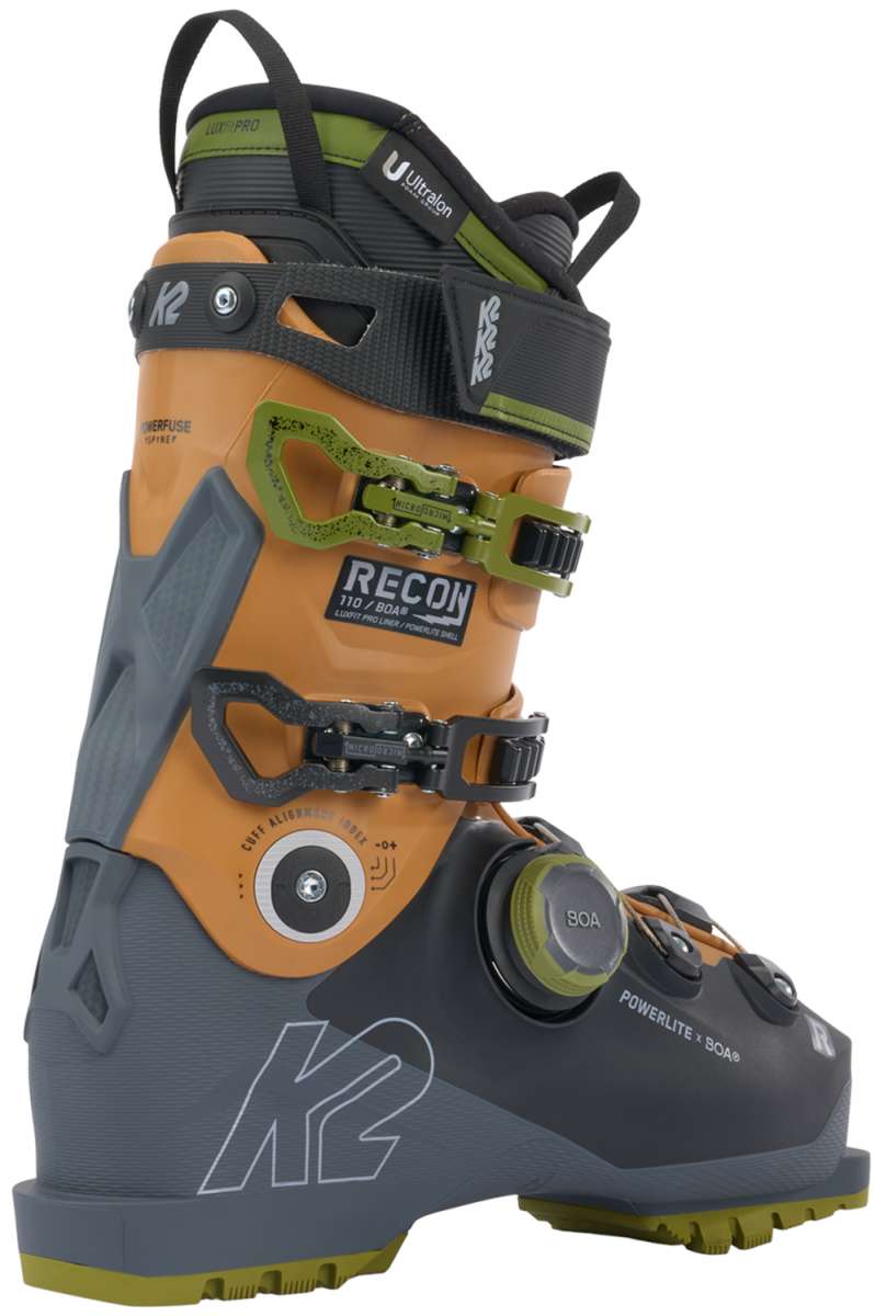 **2024 K2 Recon 110 BOA Ski Boots - Men's & Women's Alpine Skiing Boots for Comfort & Performance on Slopes**    *Use Case: Perfect for downhill skiing, freeriding, and all-mountain adventures, offering superior fit and control.*