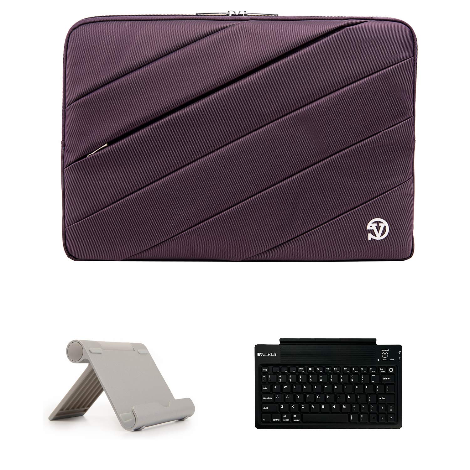 Vangoddy iPad Pro 12.9 Case with Stand & Wireless Keyboard - Protective Sleeve for iPad Air & MacBook Pro | Silver Metal Stand | Perfect for Work, Travel & Home Office Use