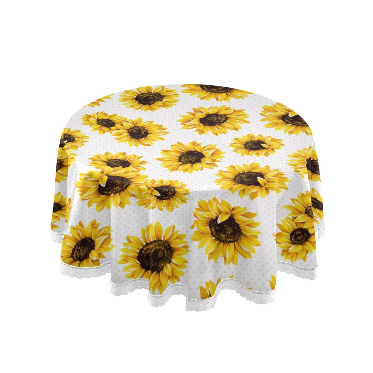 Sunflower Round Tablecloth - Heat-Resistant Washable Polyester Table Cover for Dining, Wedding, Party & Christmas Decor - 60 Inch Circular Table Cloth for Indoor/Outdoor Use