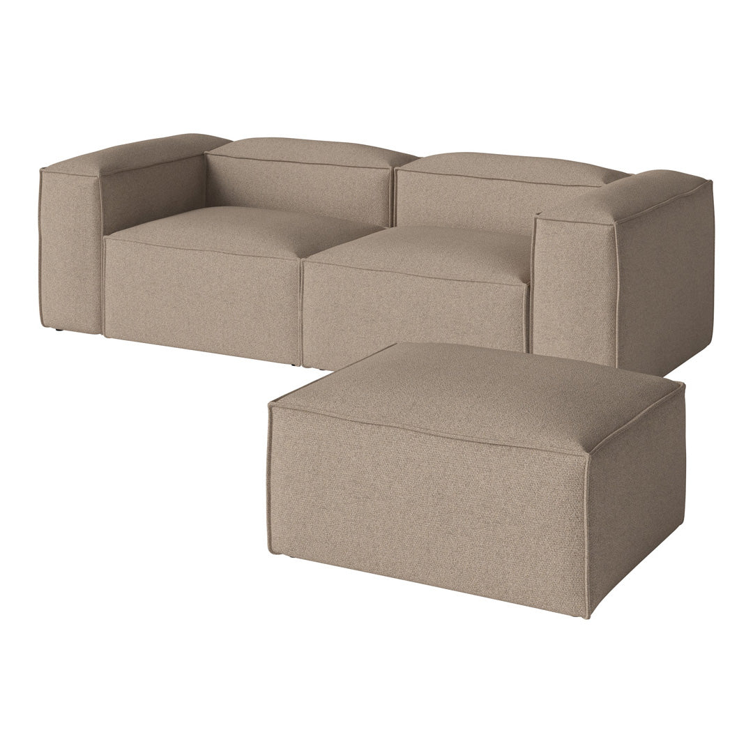 Cosima 2-Seater Small Sofa with Pouf - Compact Loveseat for Small Living Rooms, Apartments & Cozy Spaces