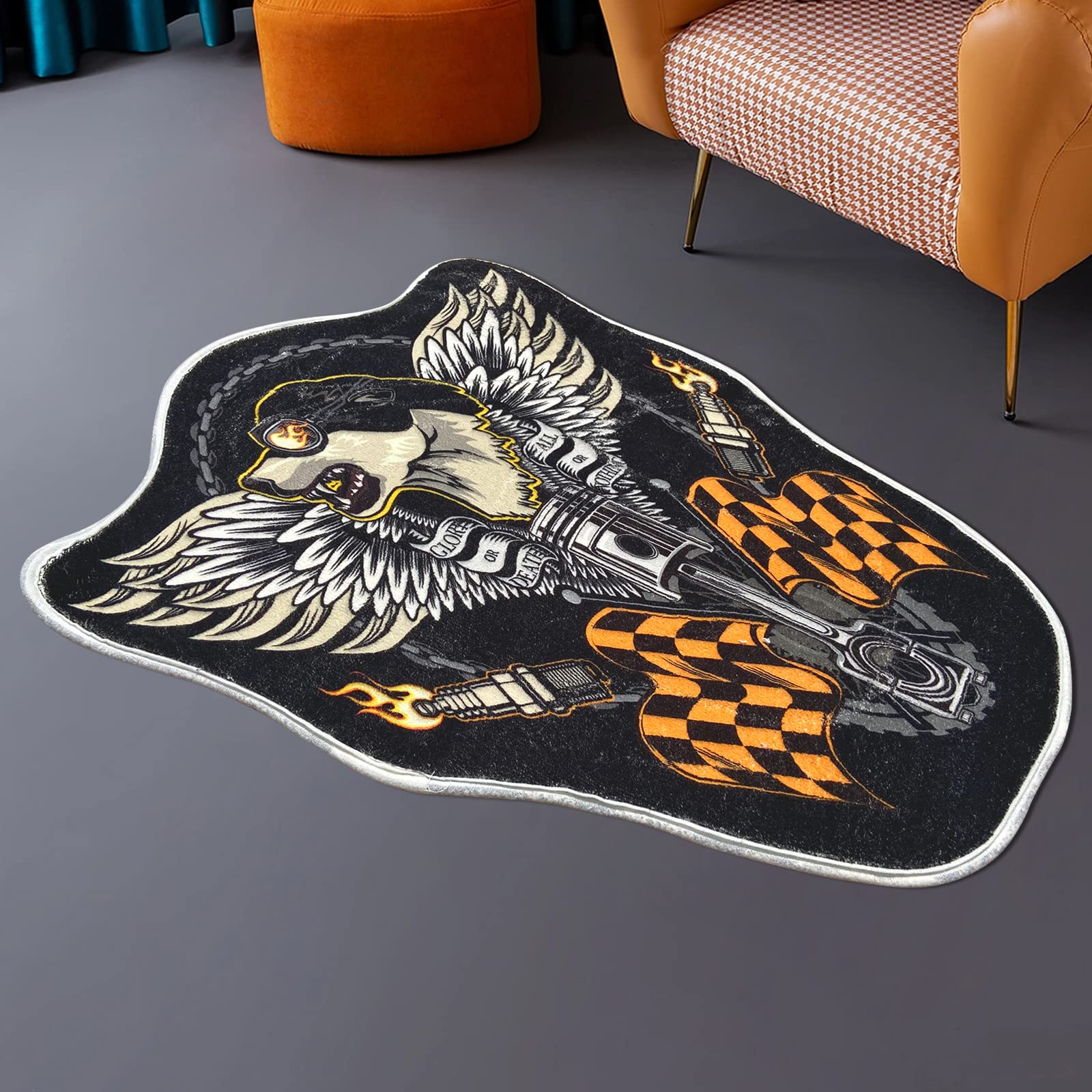Creative Mechanical Flying Dog Pattern Bath Mat - Non-Slip Plush Rug for Halloween, Bedroom, Bathroom & Living Room Decor - Soft Floor Mat for Kitchen, Home Decoration & Gift Ideas