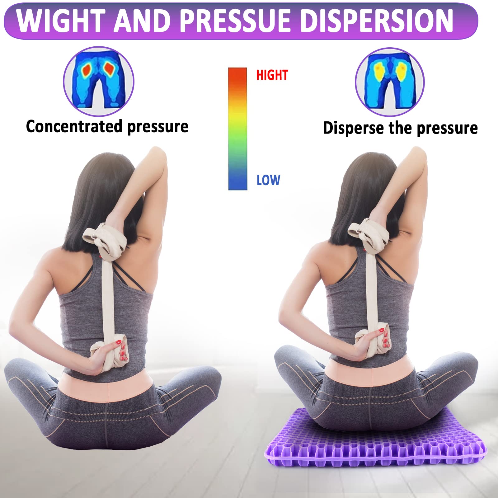 Premium Gel Seat Cushion for Back Pain Relief - Orthopedic Comfort for Office Chair, Wheelchair & Car - Sciatica & Tailbone Support - Ideal for Long Sitting, Work & Travel