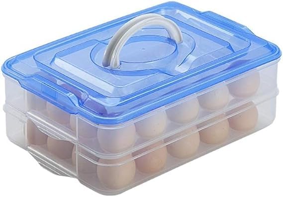 V3Deals 24-Slot Egg Storage Container for Refrigerator - ABS Plastic Egg Tray with Handle, Stackable & Durable Kitchen Organizer (2 Layers, Multicolor, Holds 24 Eggs) - Perfect for Fridge Storage, Farm Fresh Eggs & Meal Prep Organization